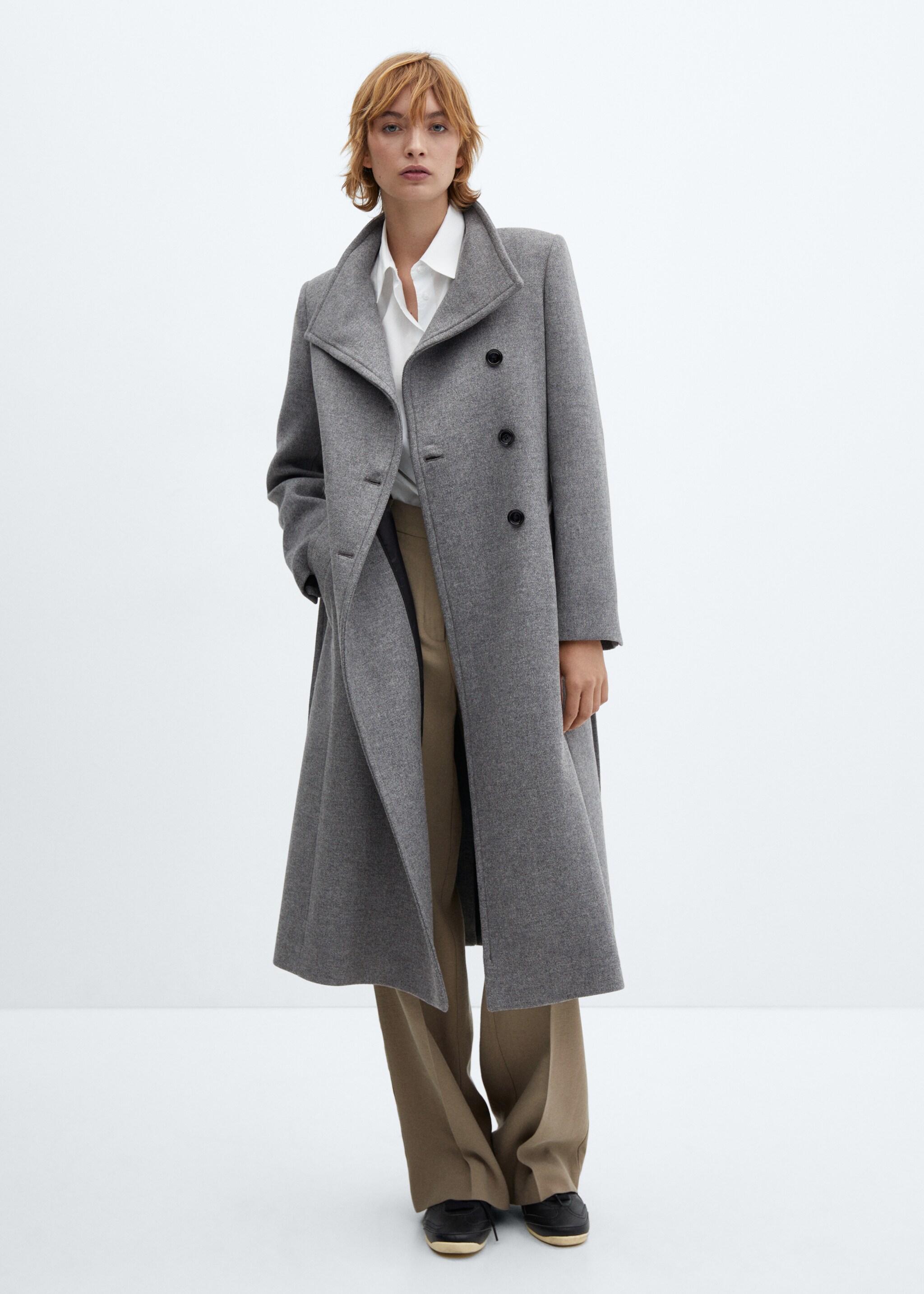 Belted Manteco wool coat - General plane