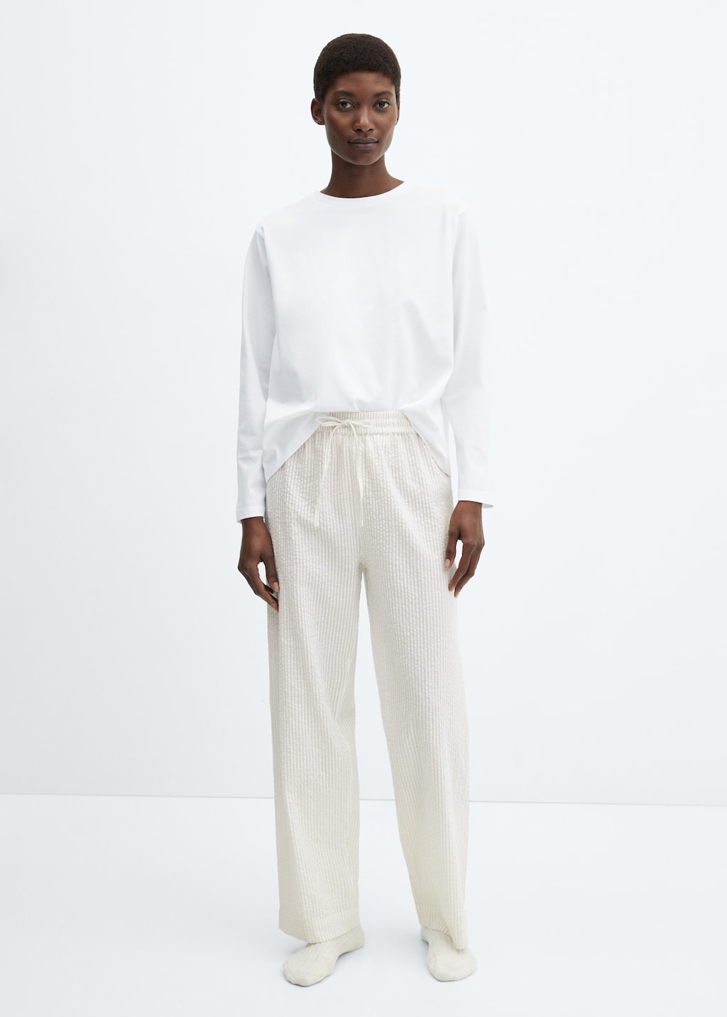 Two piece striped cotton pyjamas Women MANGO Canada