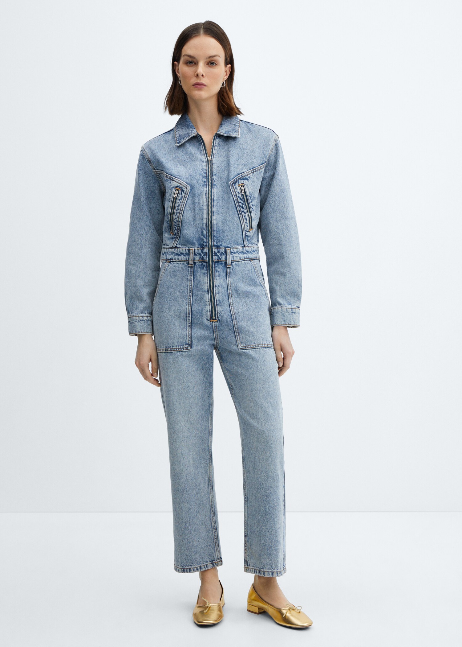 Denim zipper jumpsuit - General plane