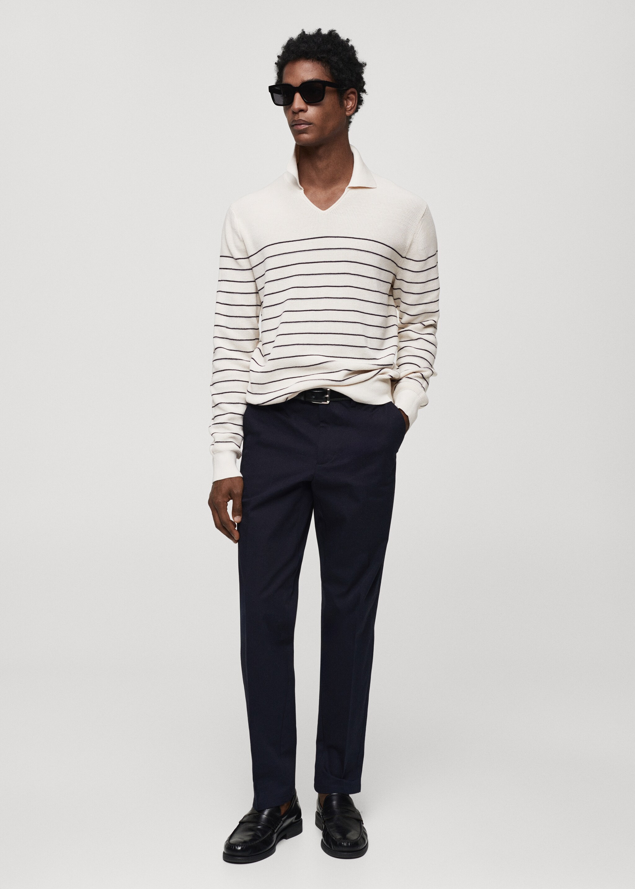 Striped polo-style sweater - General plane