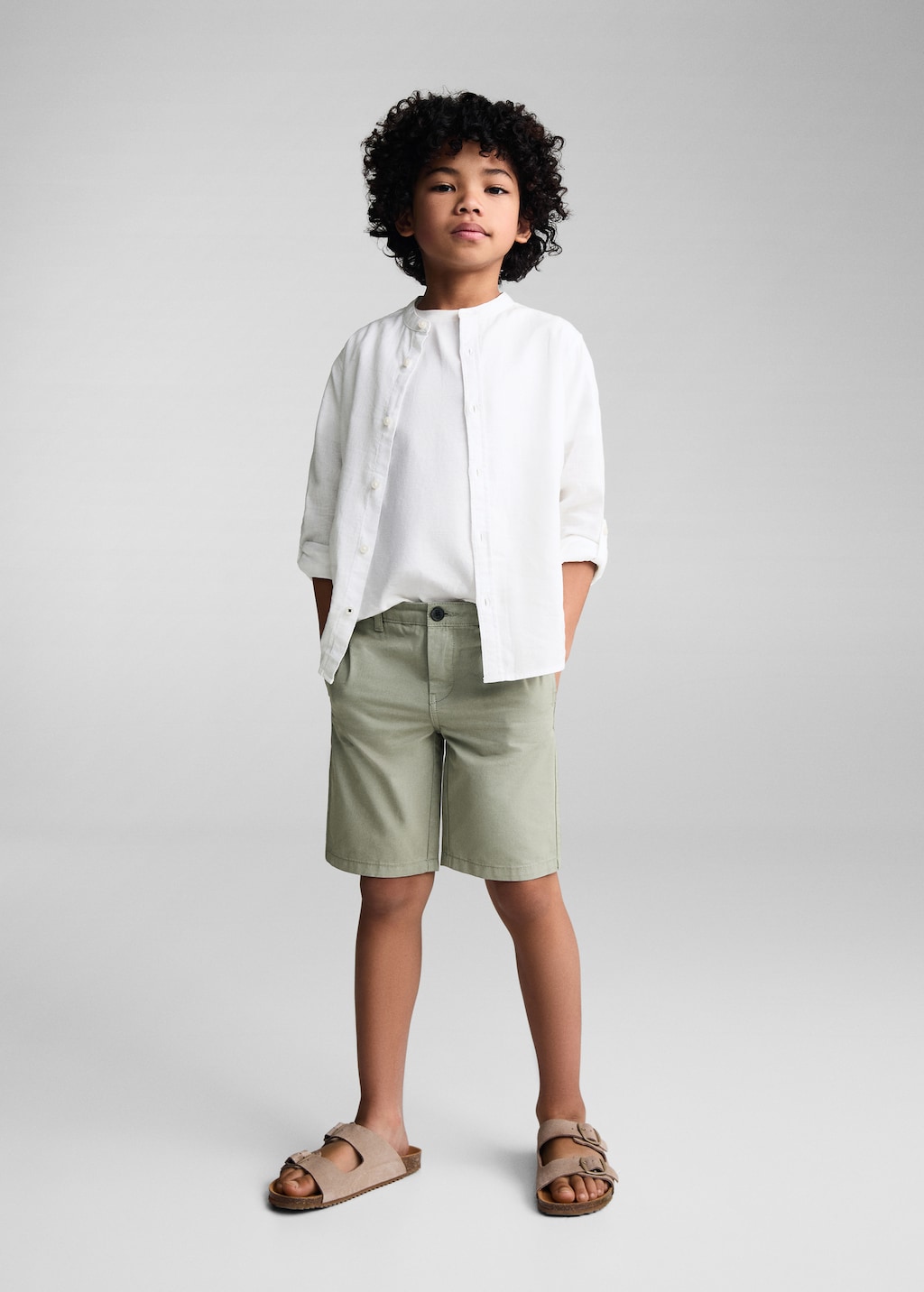 Camisa regular fit lino cuello mao Ninos MANGO Colombia