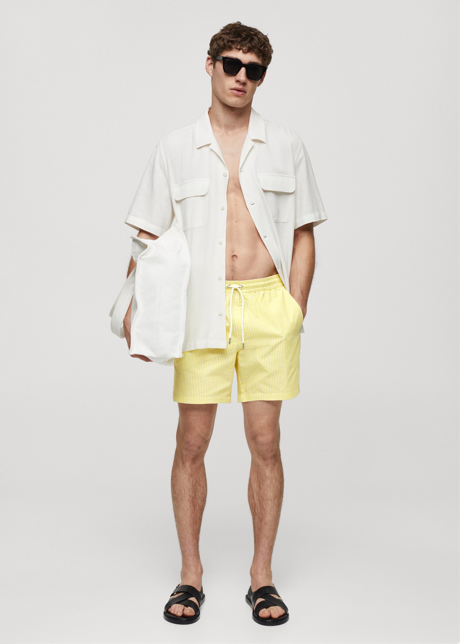 Maillot de bain cordon rayures seersucker - Plan général