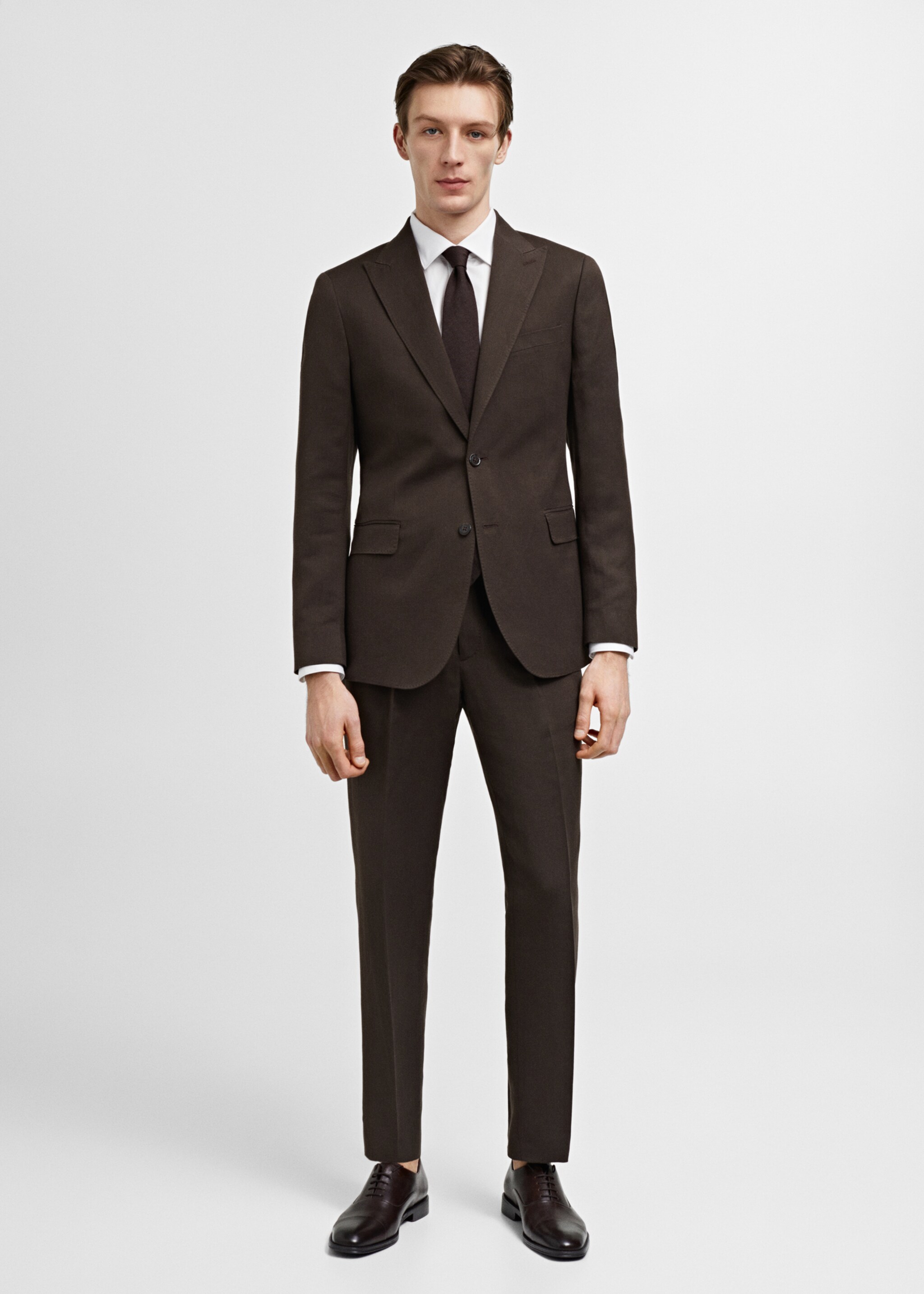 Americana traje slim fit algodón lino - Plano general