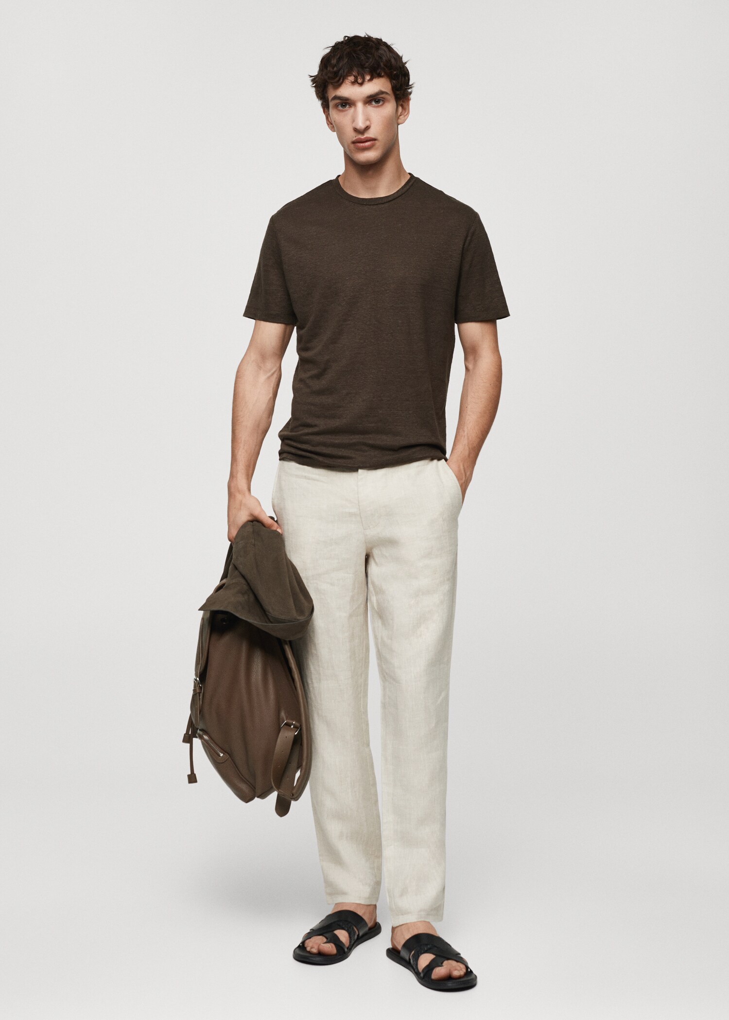 Slim-fit 100% linen t-shirt - General plane