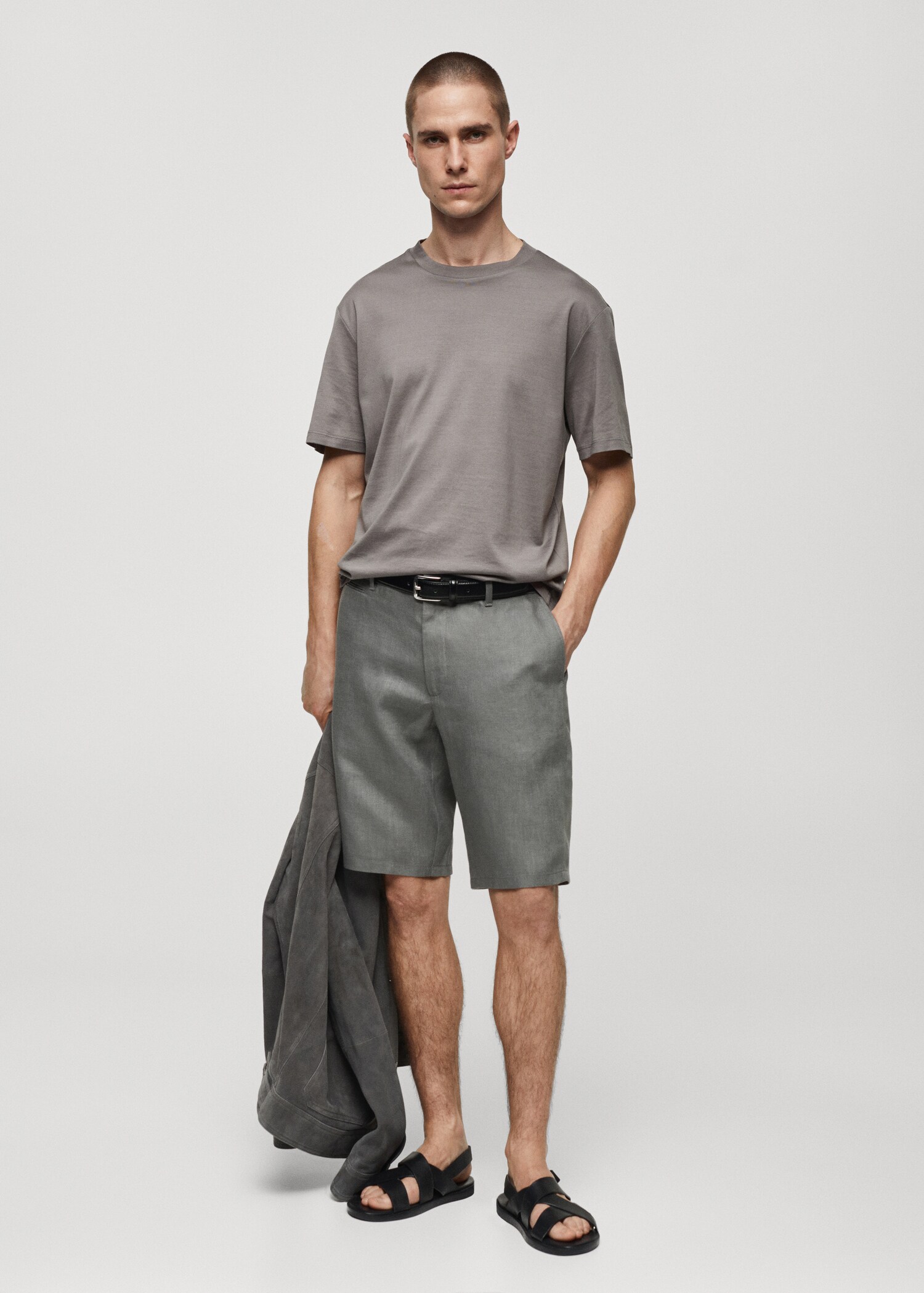 Bermuda slim-fit 100 % lin - Plan général