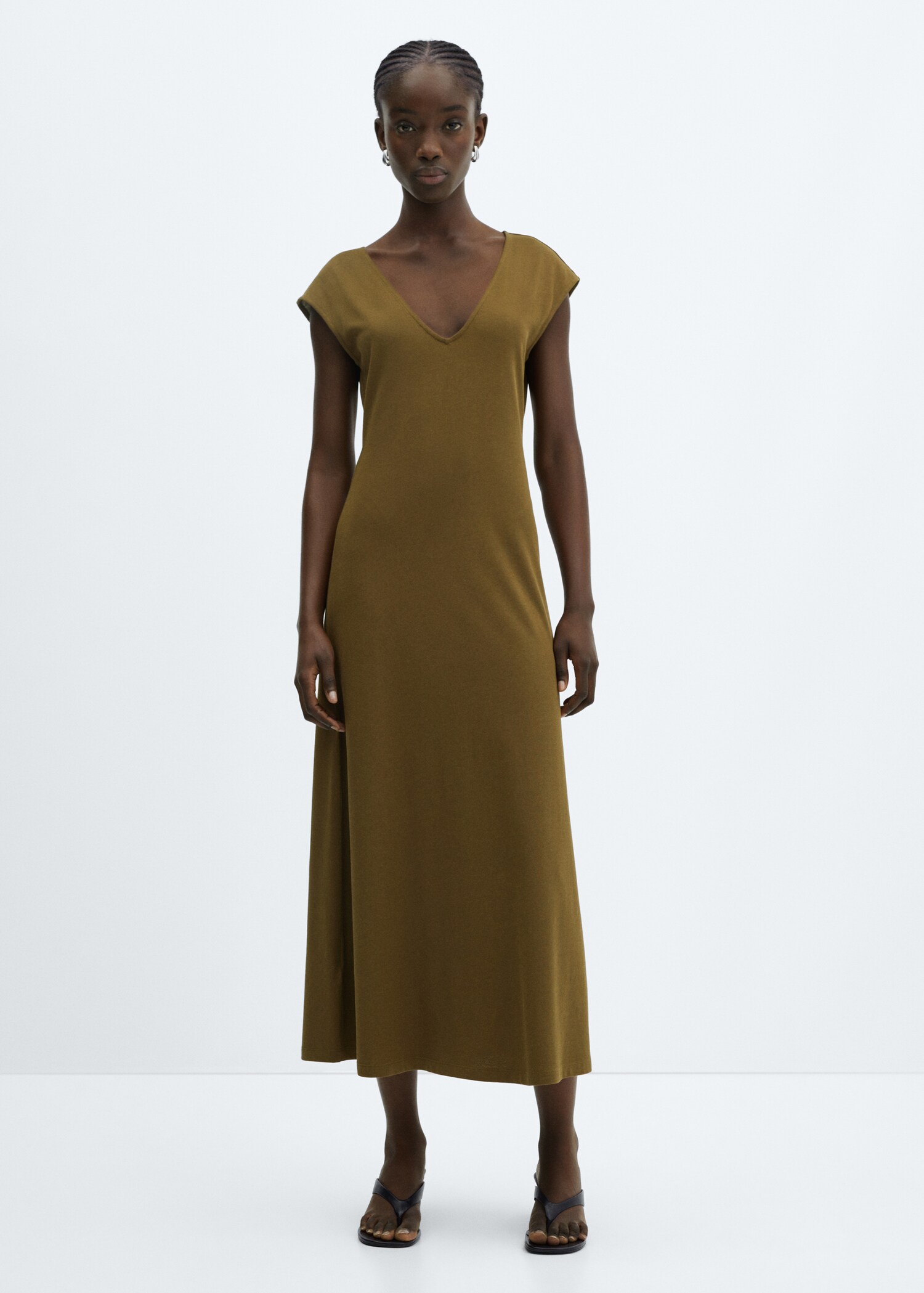 V-neck cotton dress - General plane