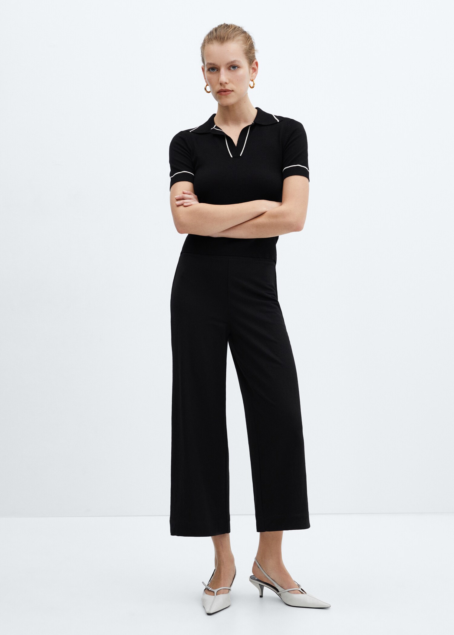 Elastic waist crop trousers - General plane