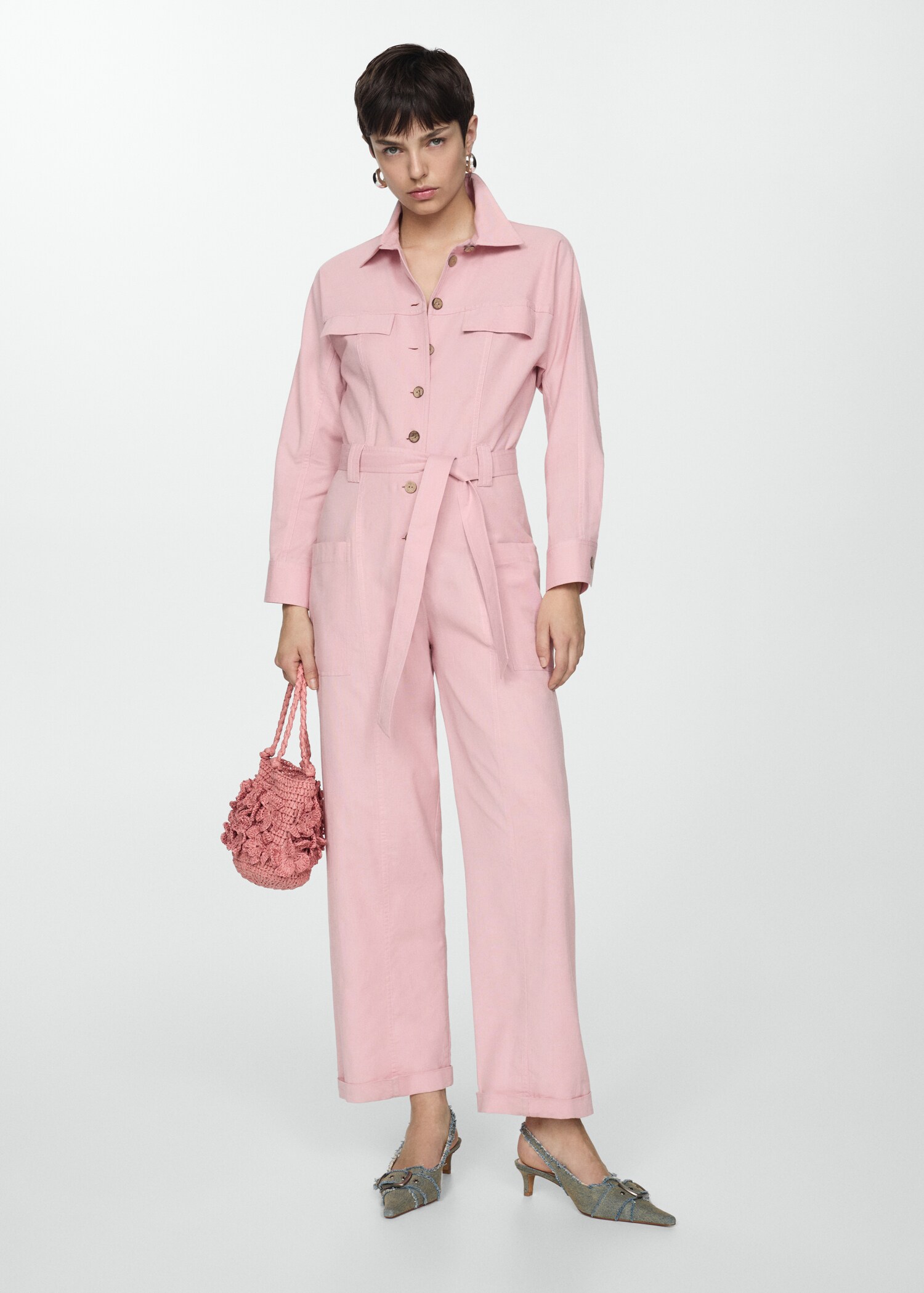 Buttoned long jumpsuit - General plane