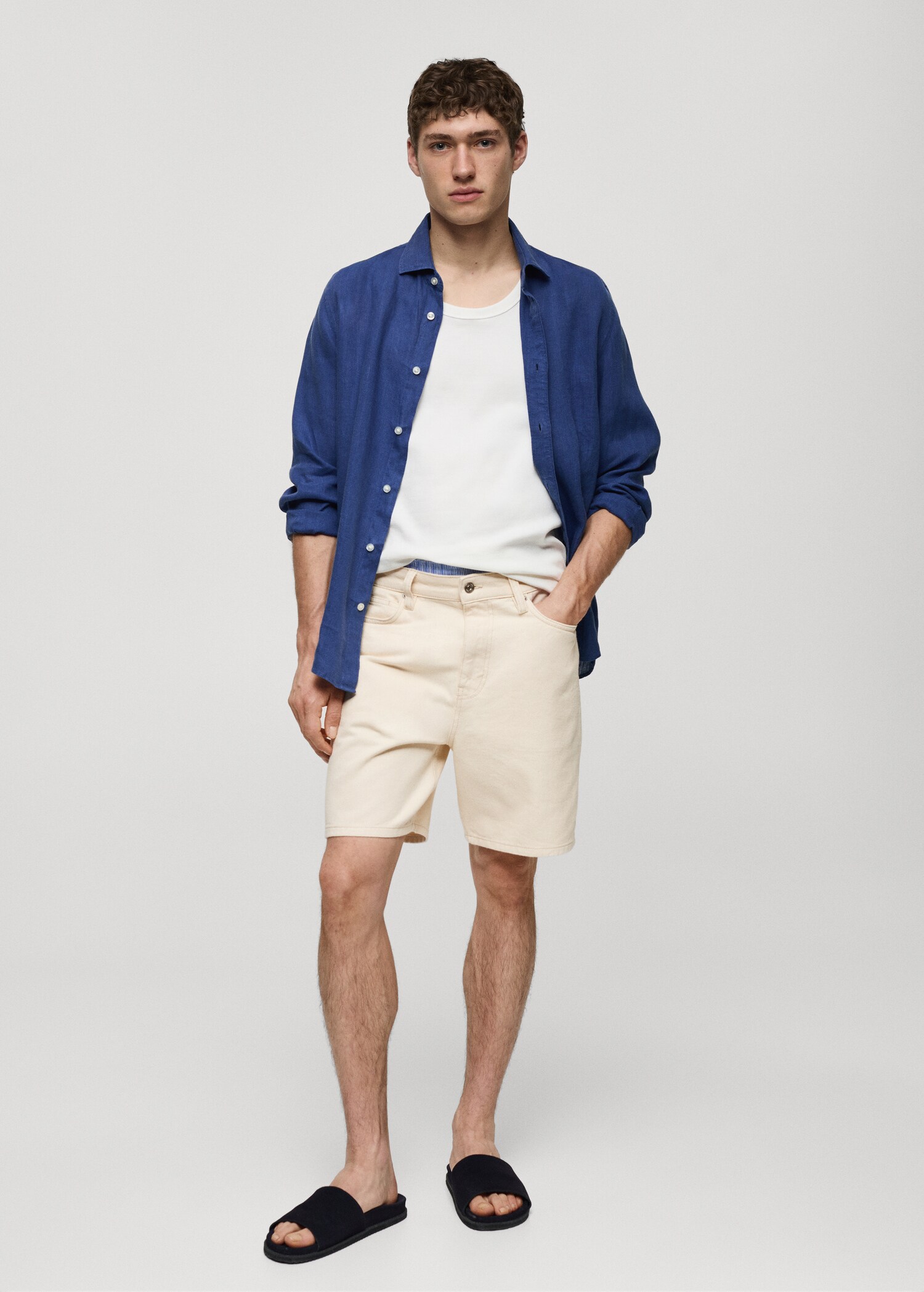 Regular-fit denim bermuda shorts - General plane