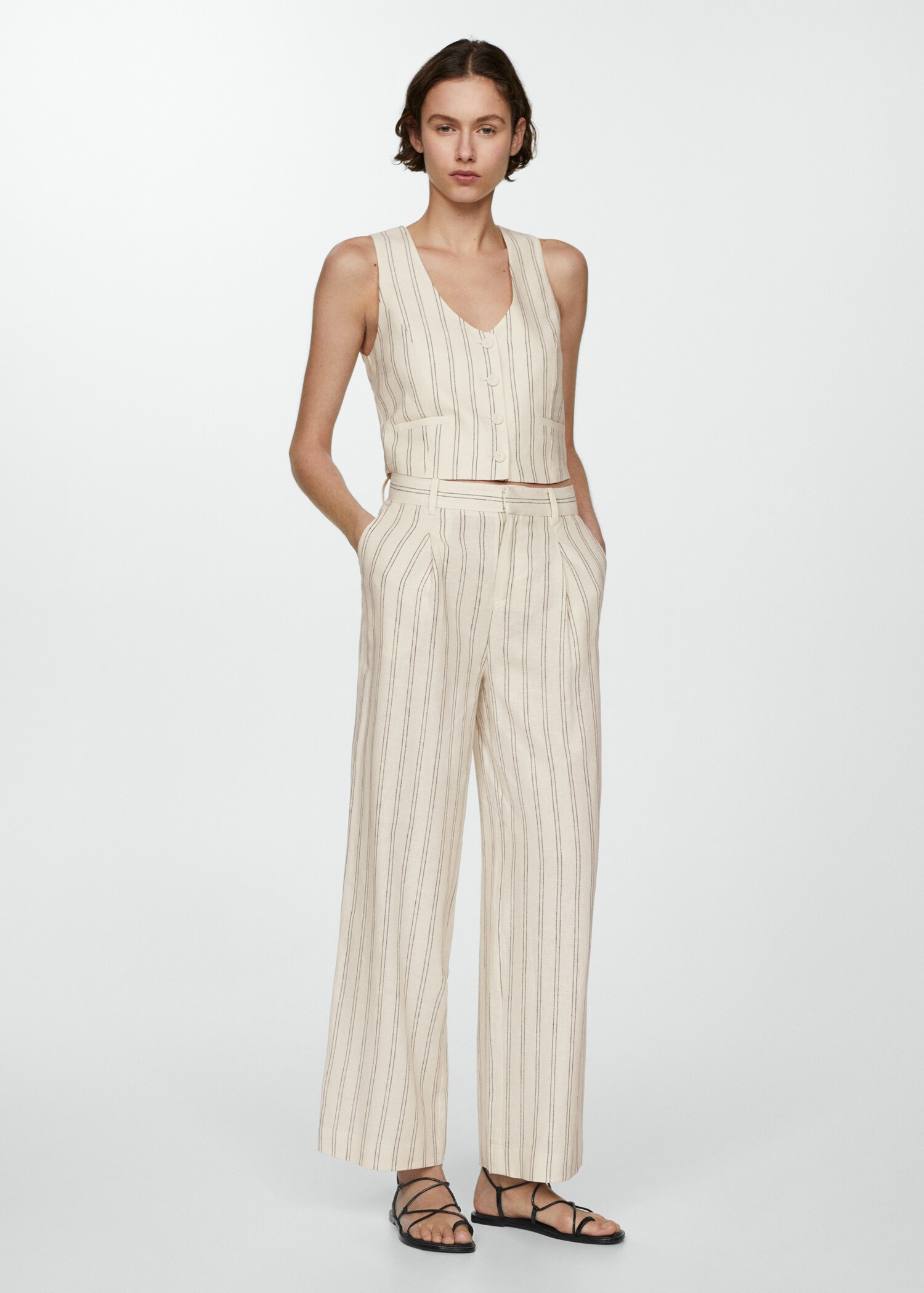 Pantalon lin à rayures - Plan général