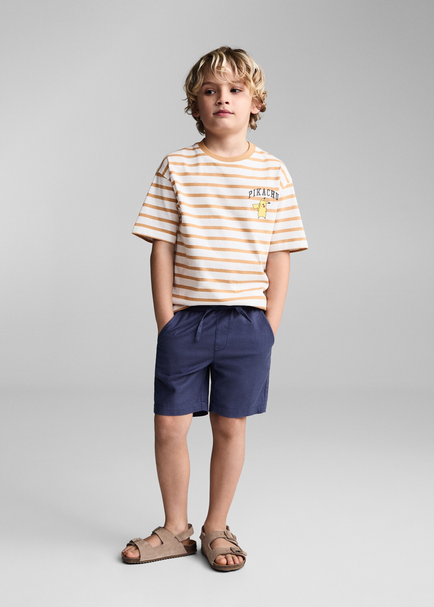 Bermudas lino cintura elástica - Plano general