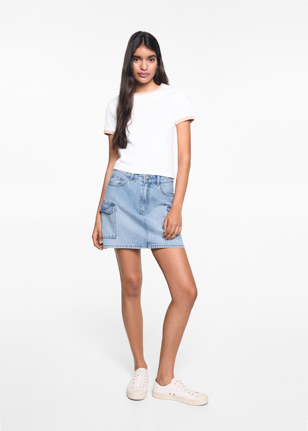 Denim cargo skirt