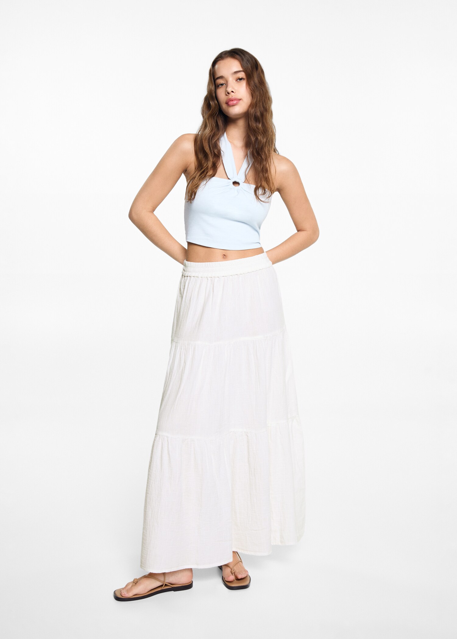 Long cotton flared skirt - General plane