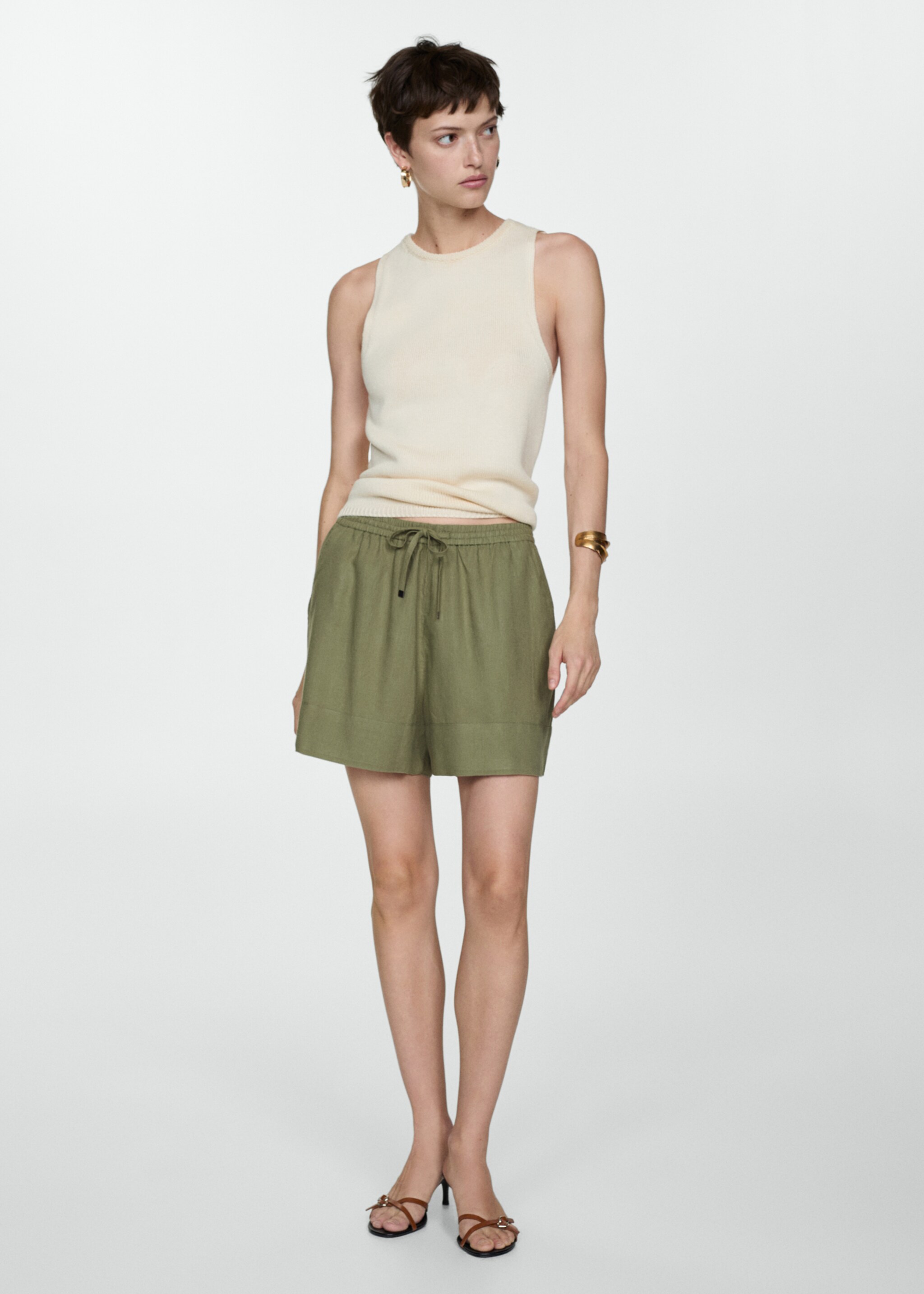 Shorts fluidos lazo - Plano general, Khaki. Ref: 67069404-00.