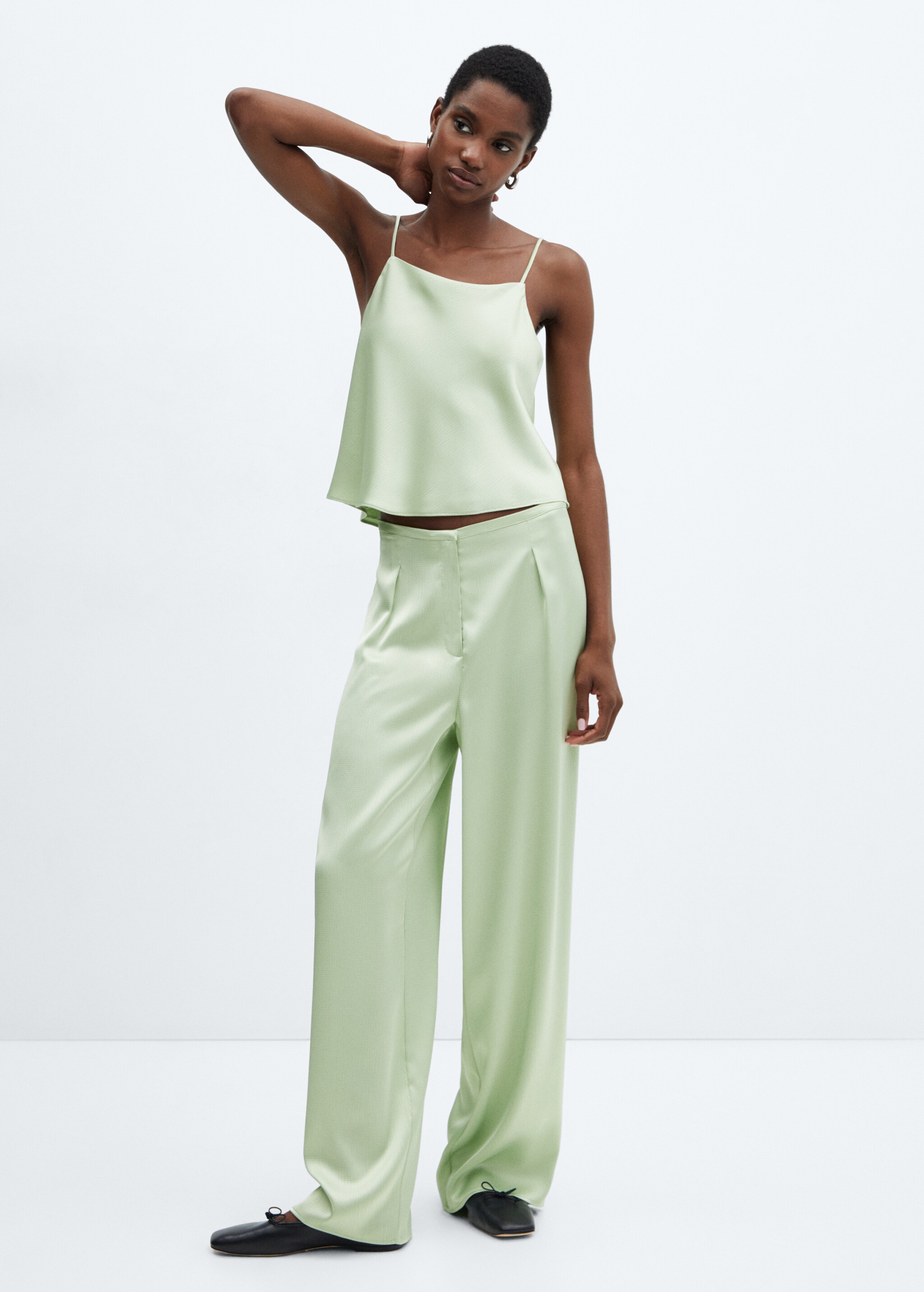 Flowy satin trousers - General plane