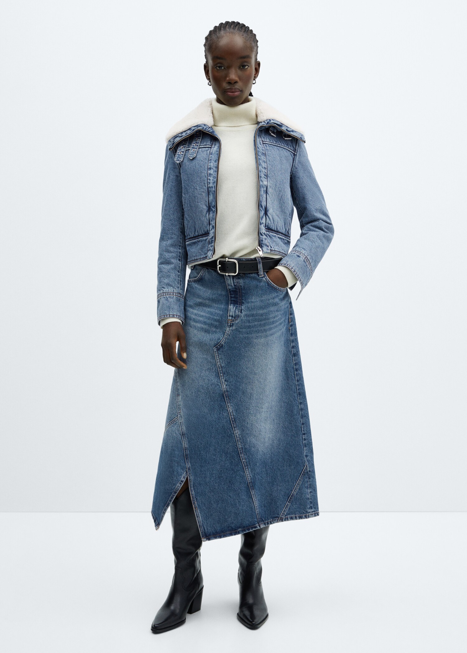 Veste jean imitation mouton retourné - Plan général