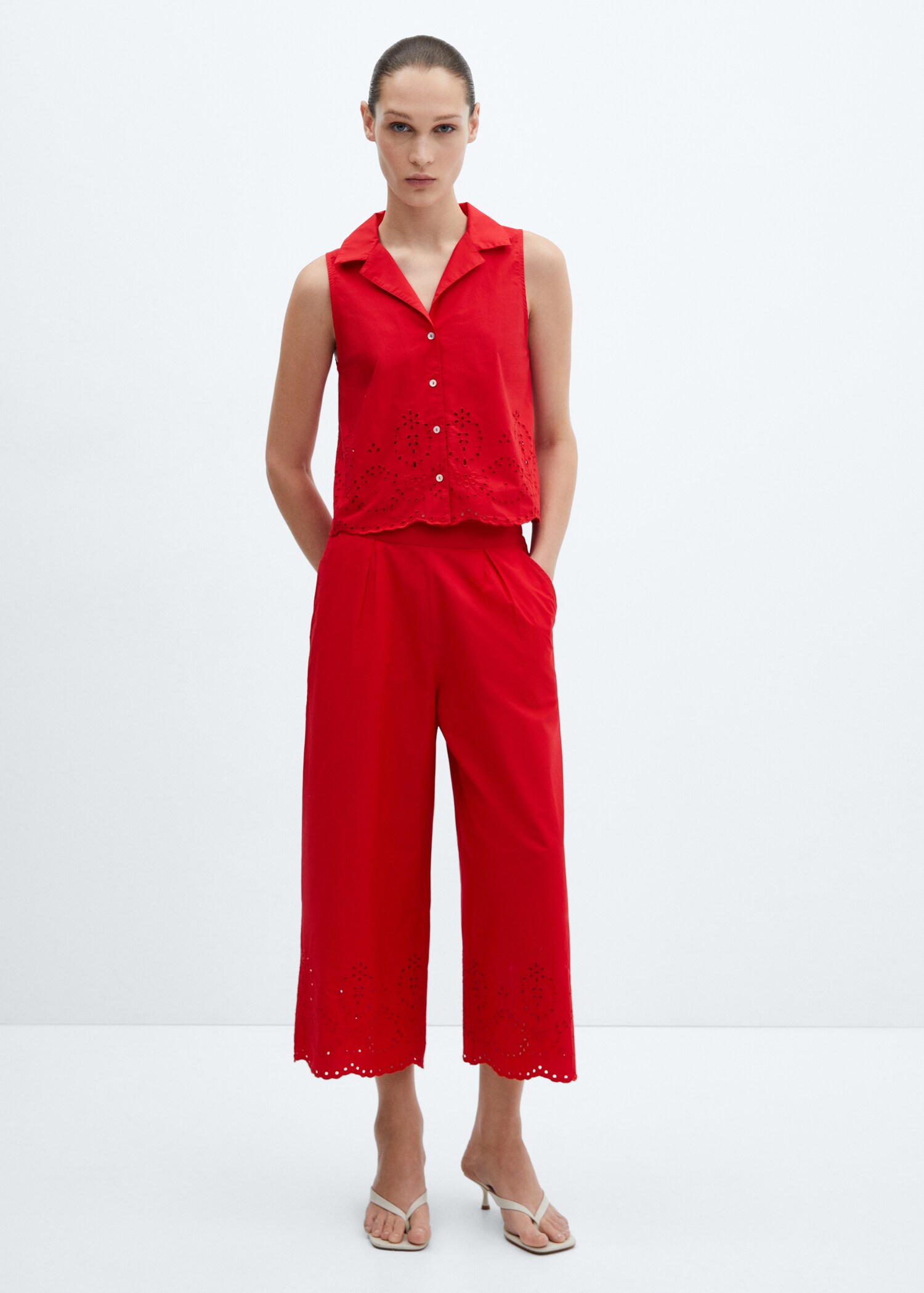 Embroidered culotte pants - General plane