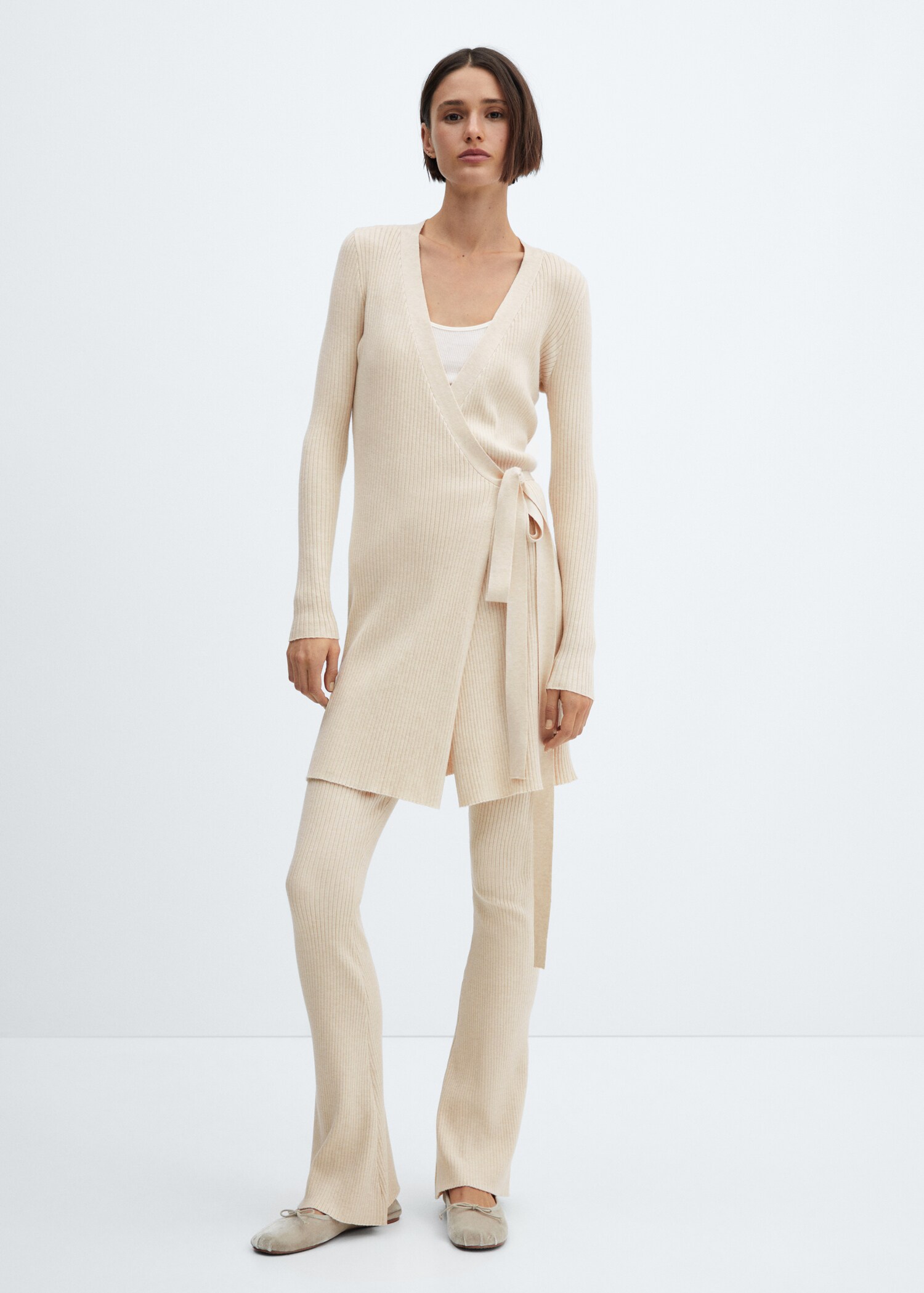 Wideleg ribbed trousers - General plane