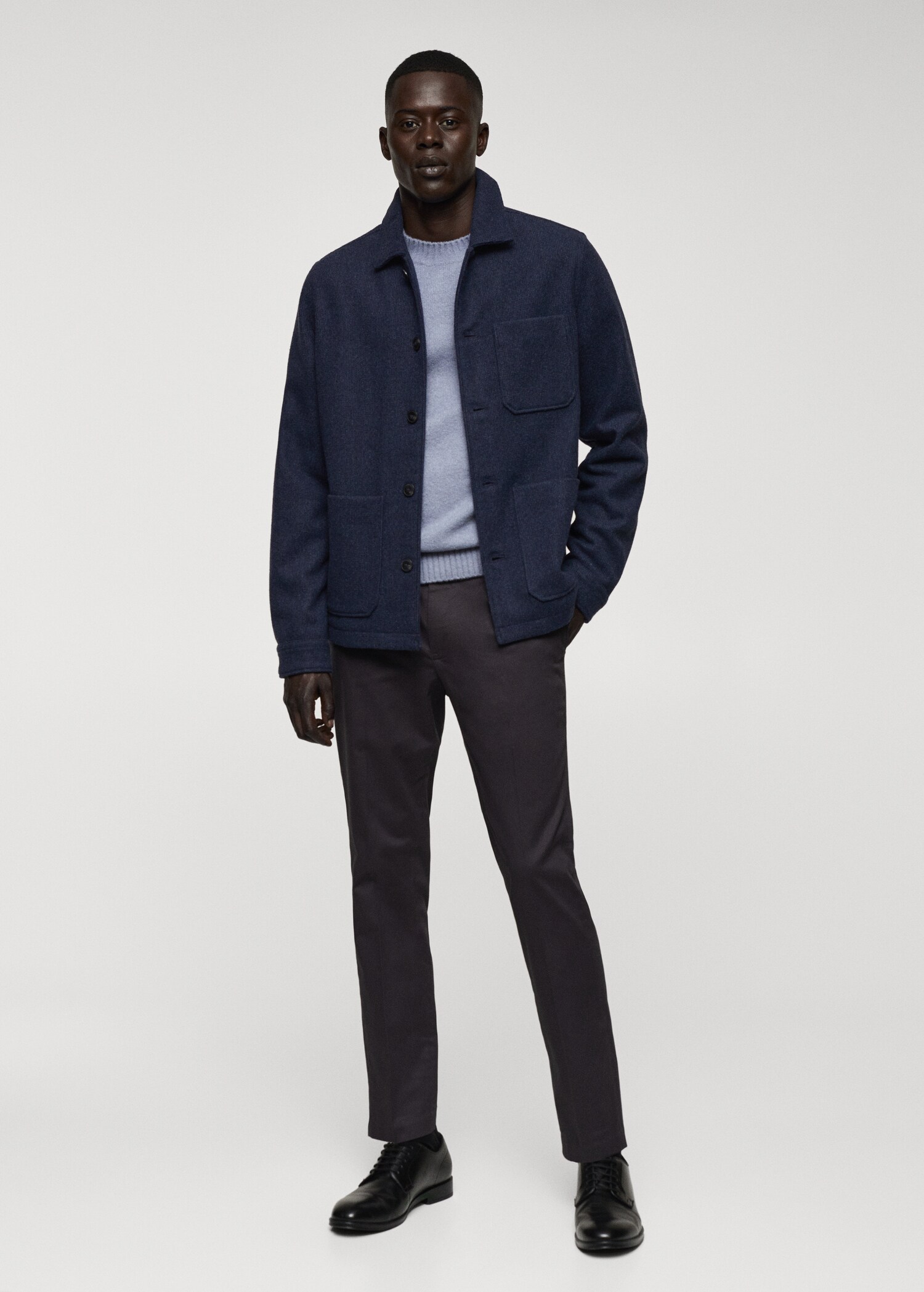 Double-faced wool overshirt with pockets - Загальний план