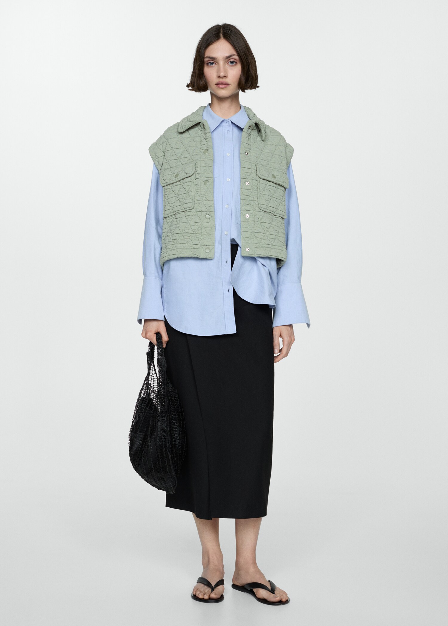 Quilted gilet with buttons - General plane