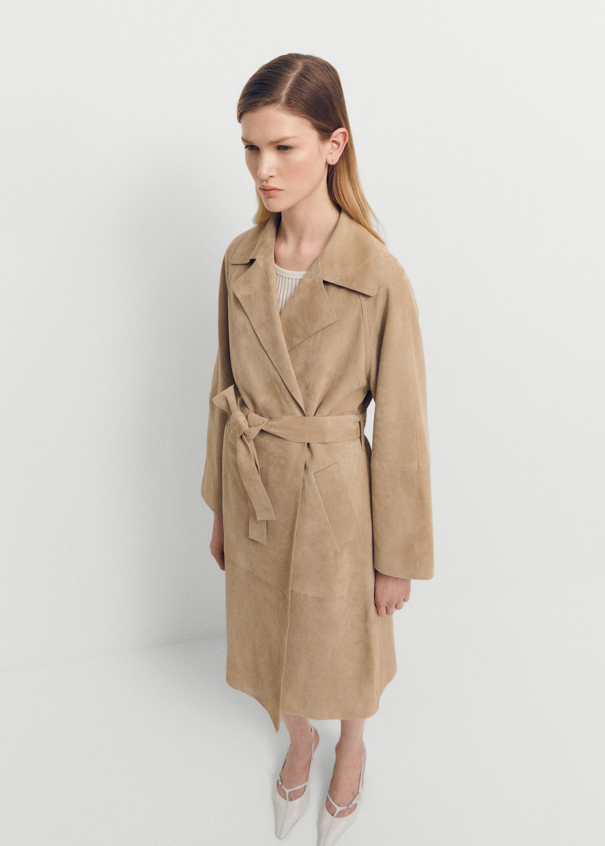 100% suede trench coat - General plane