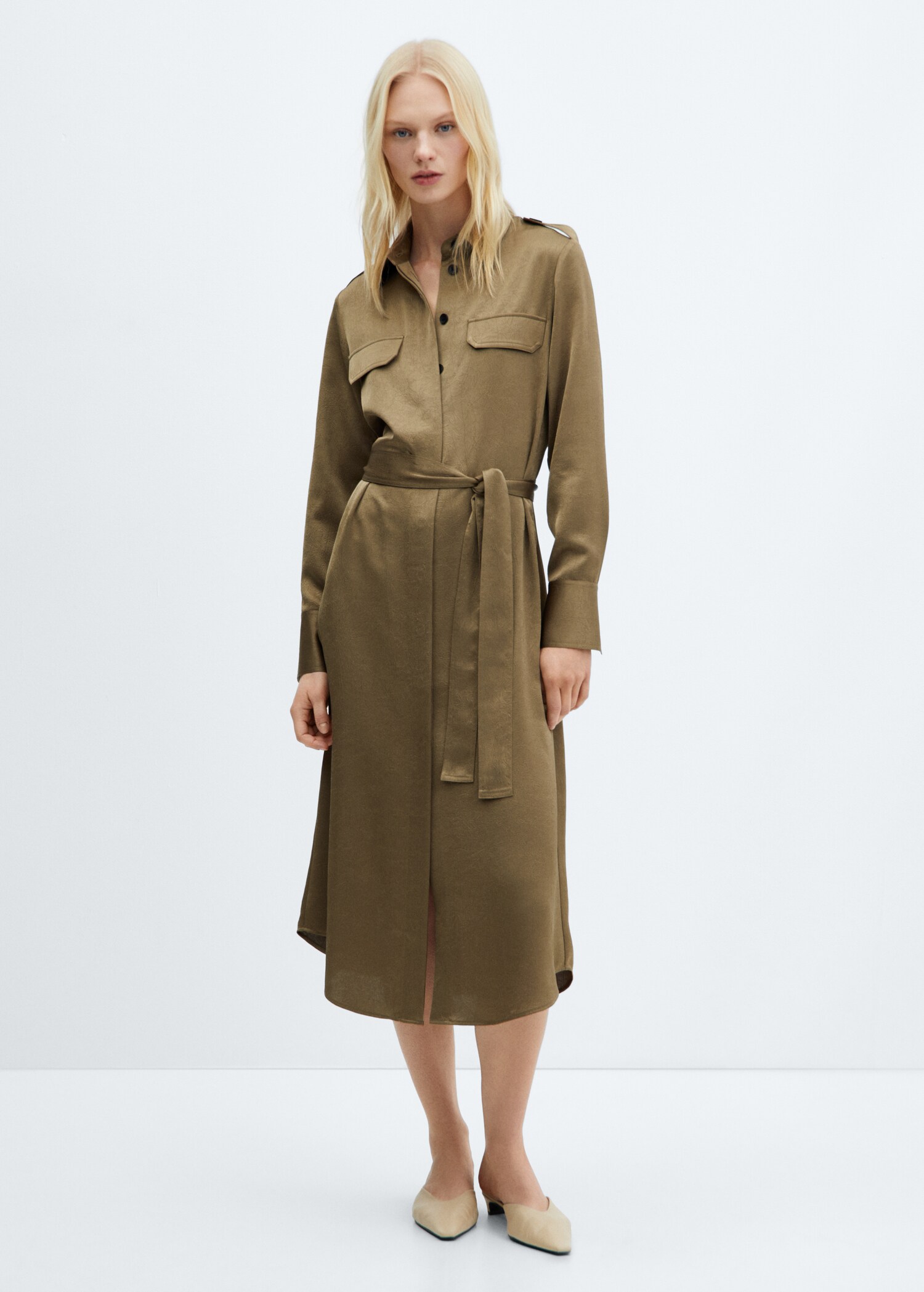 Satin shirt dress - General plane