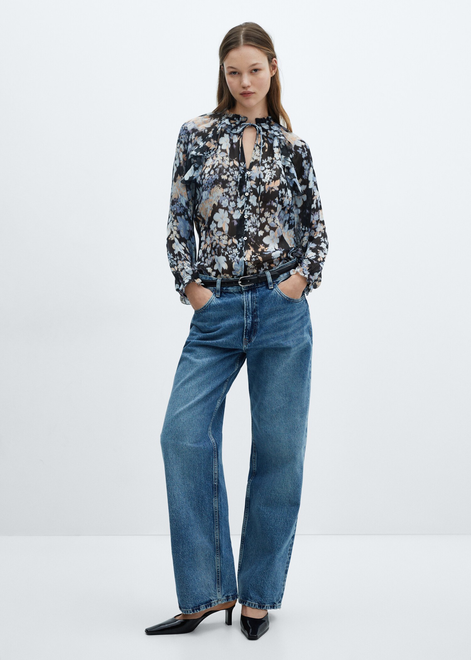 Floral-print flowy blouse - General plane