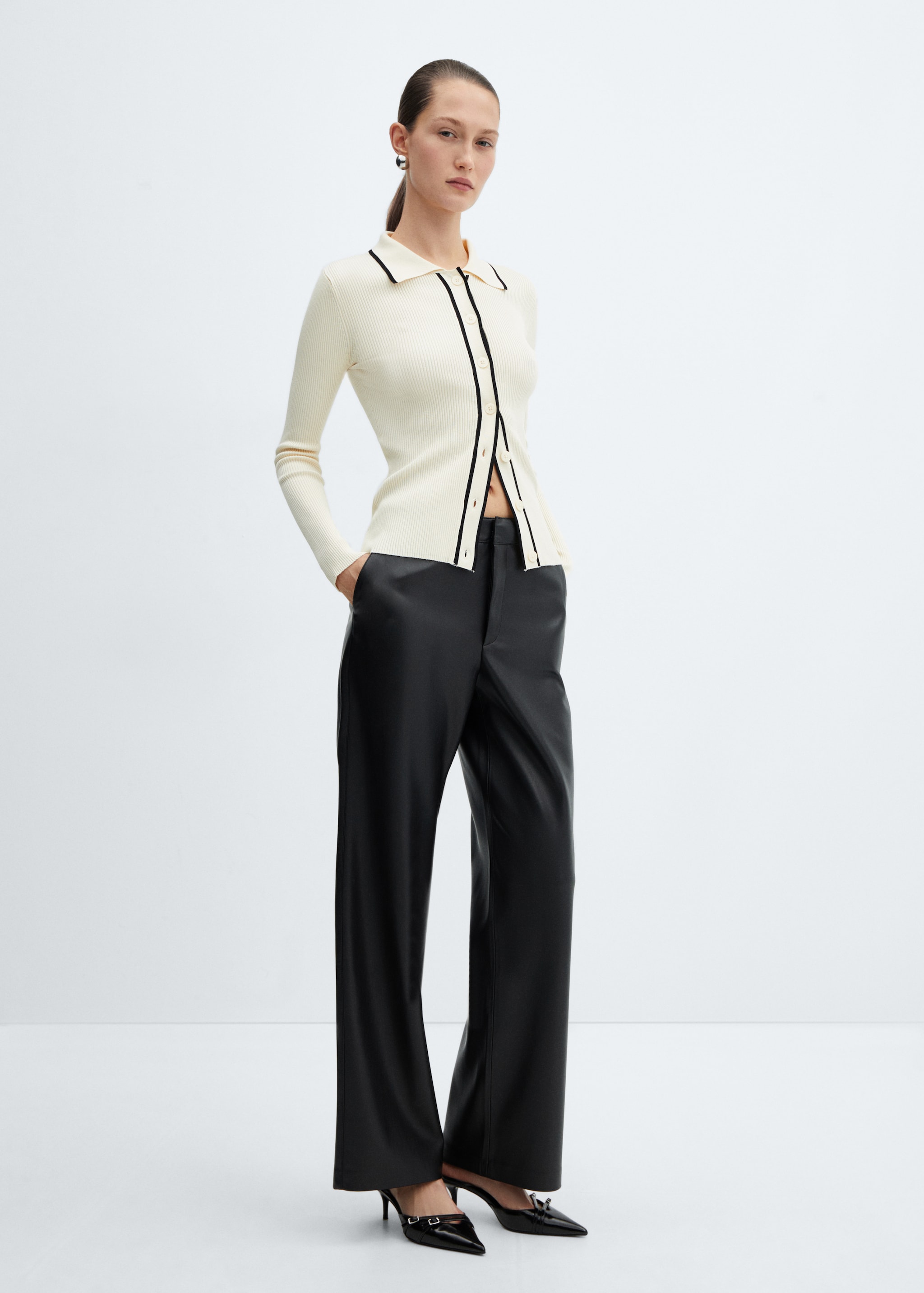 Leather effect high waist pant - General plane