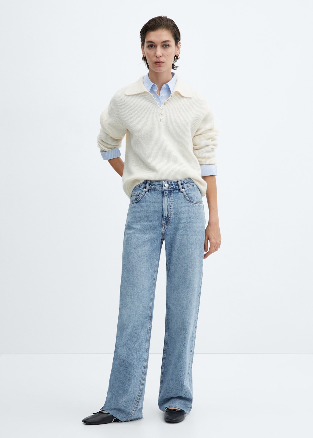 Wide leg mid-rise jeans - image 2