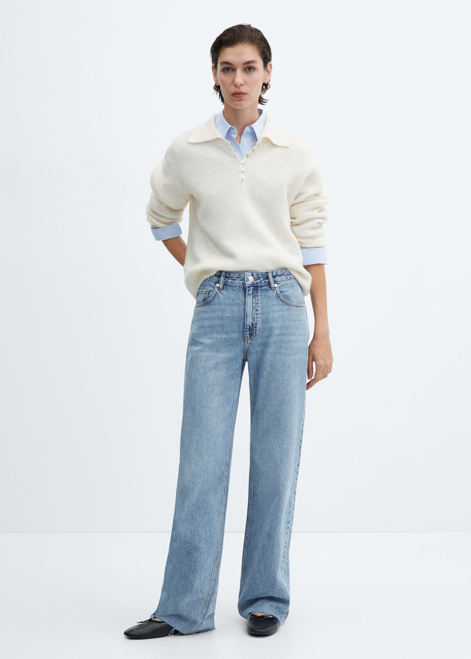 Jeans wideleg tiro medio - Plano general