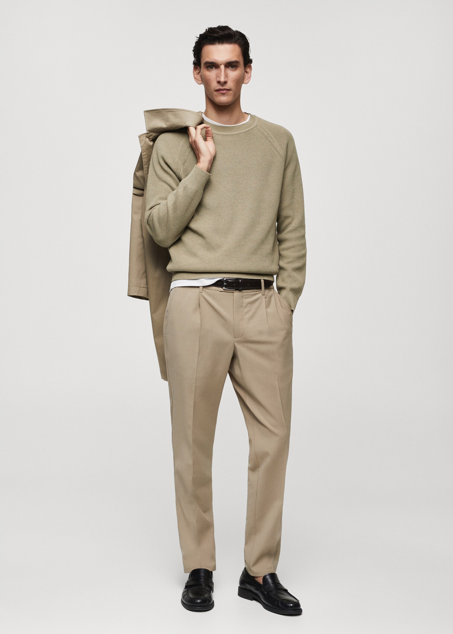 Cold wool trousers with pleat detail - General plane