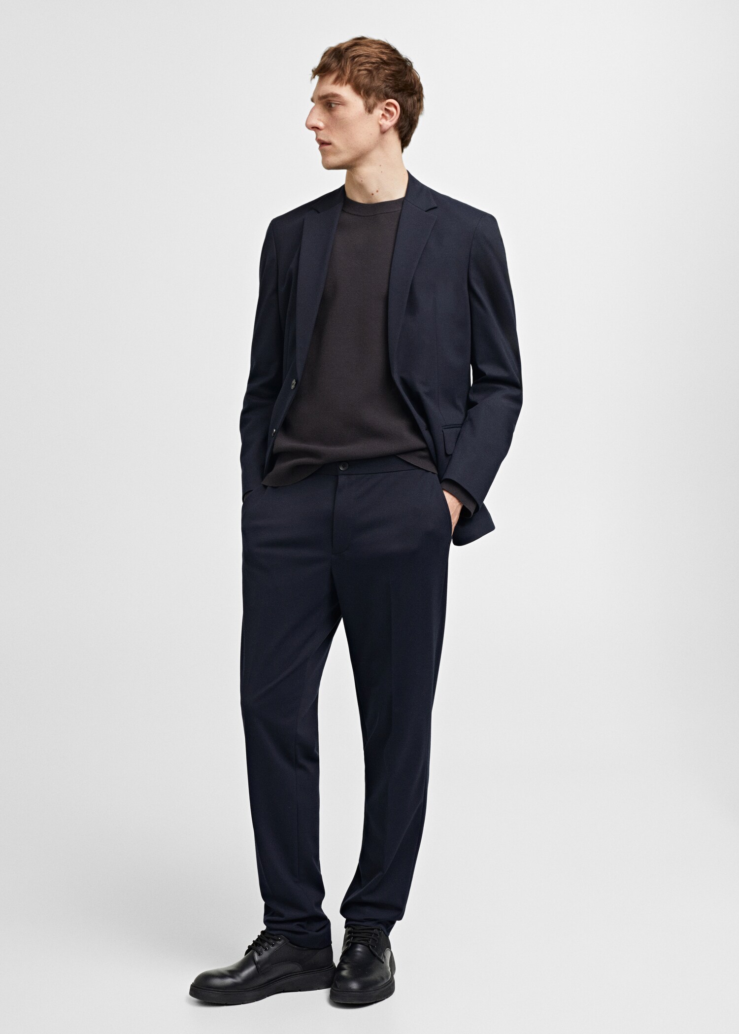 Slim-fit cotton suit trousers - General plane