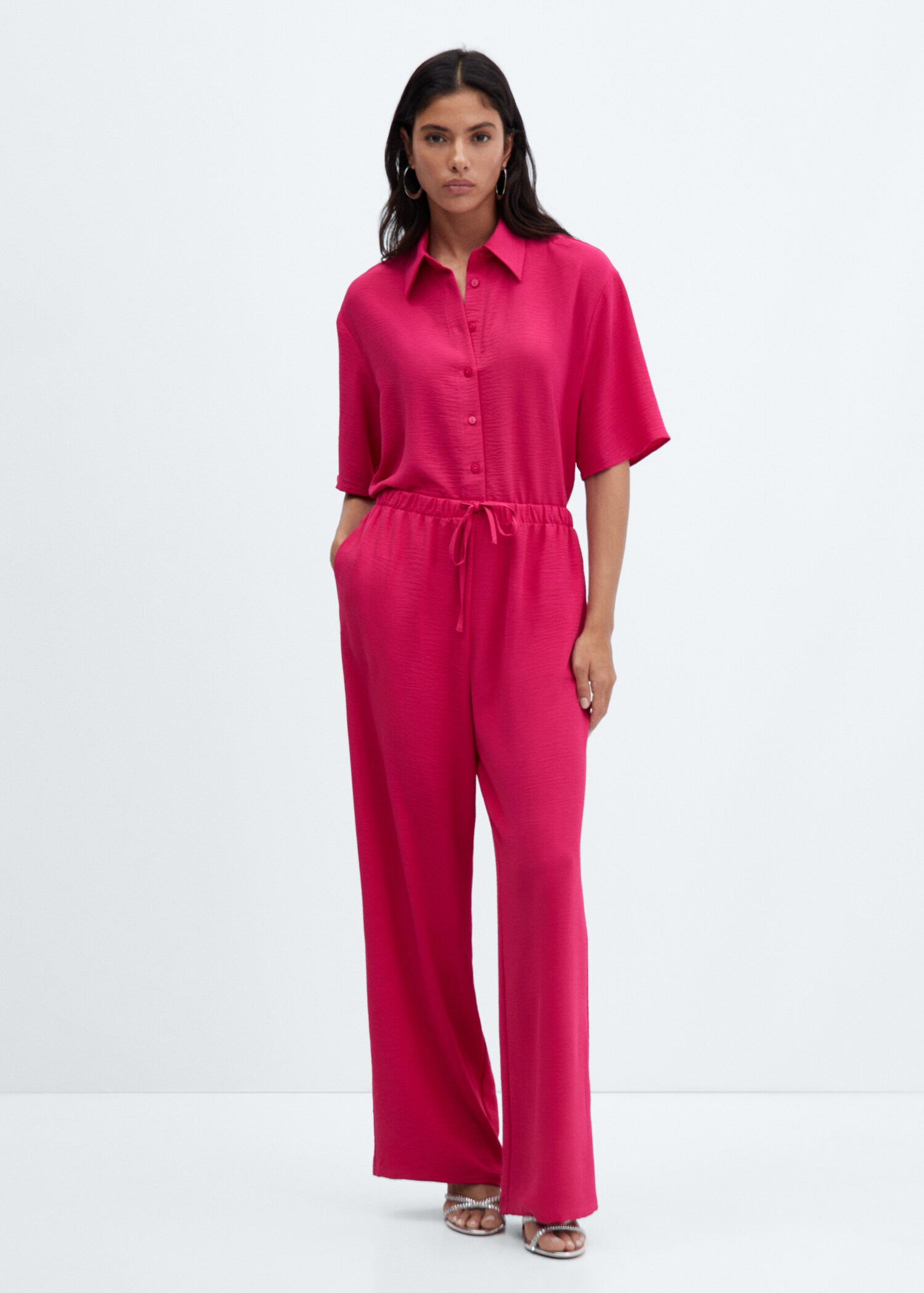 Wideleg trousers with elastic waist - General plane