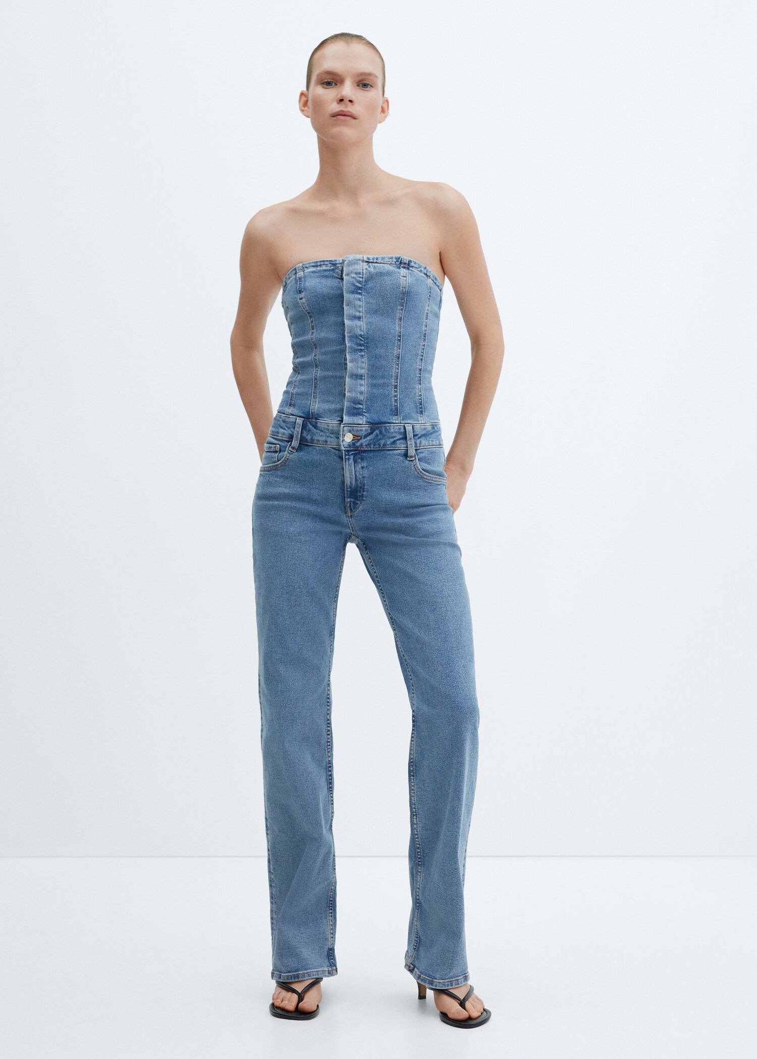 Strapless denim jumpsuit - General plane