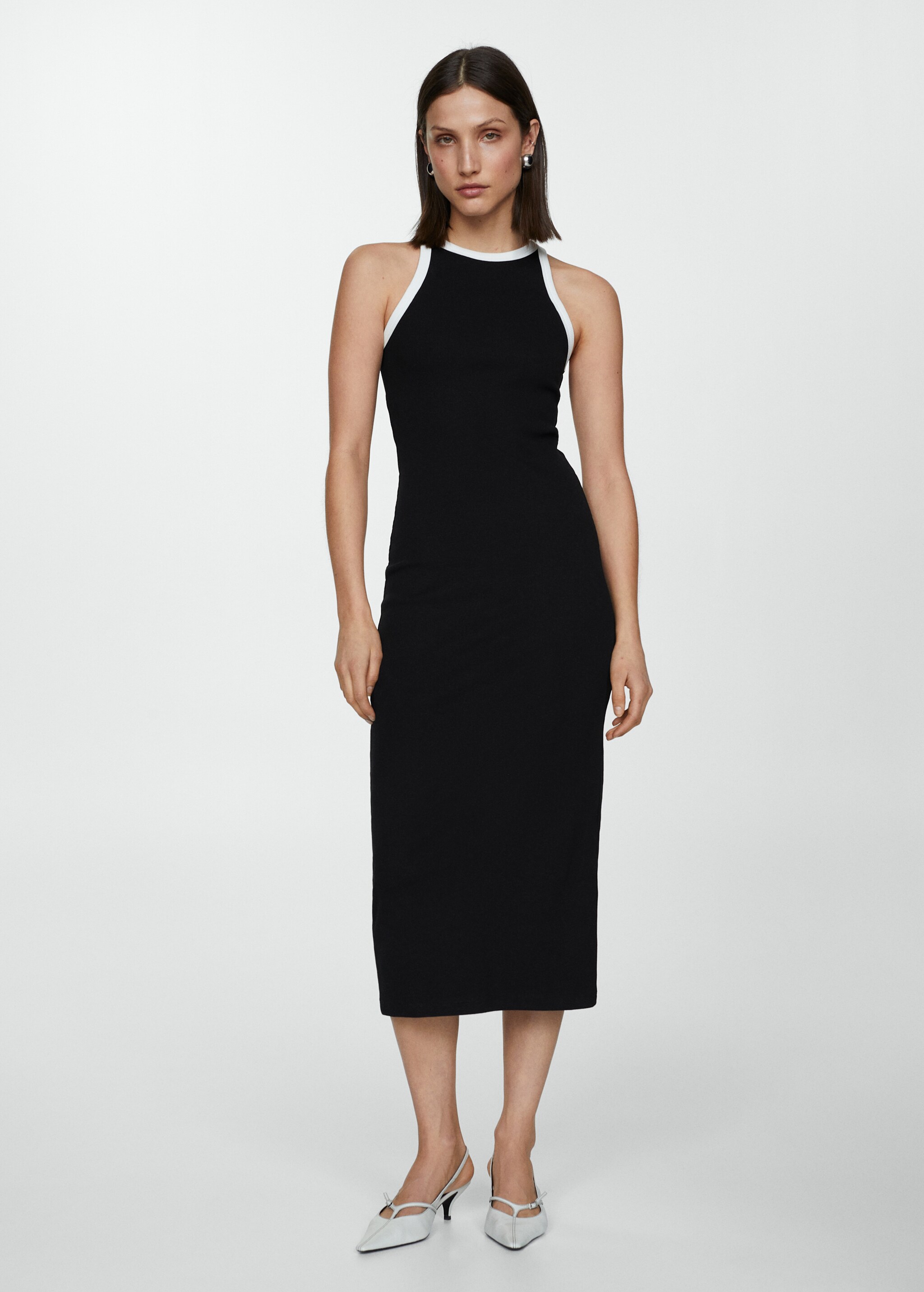 Contrast ribbed knit dress - General plane