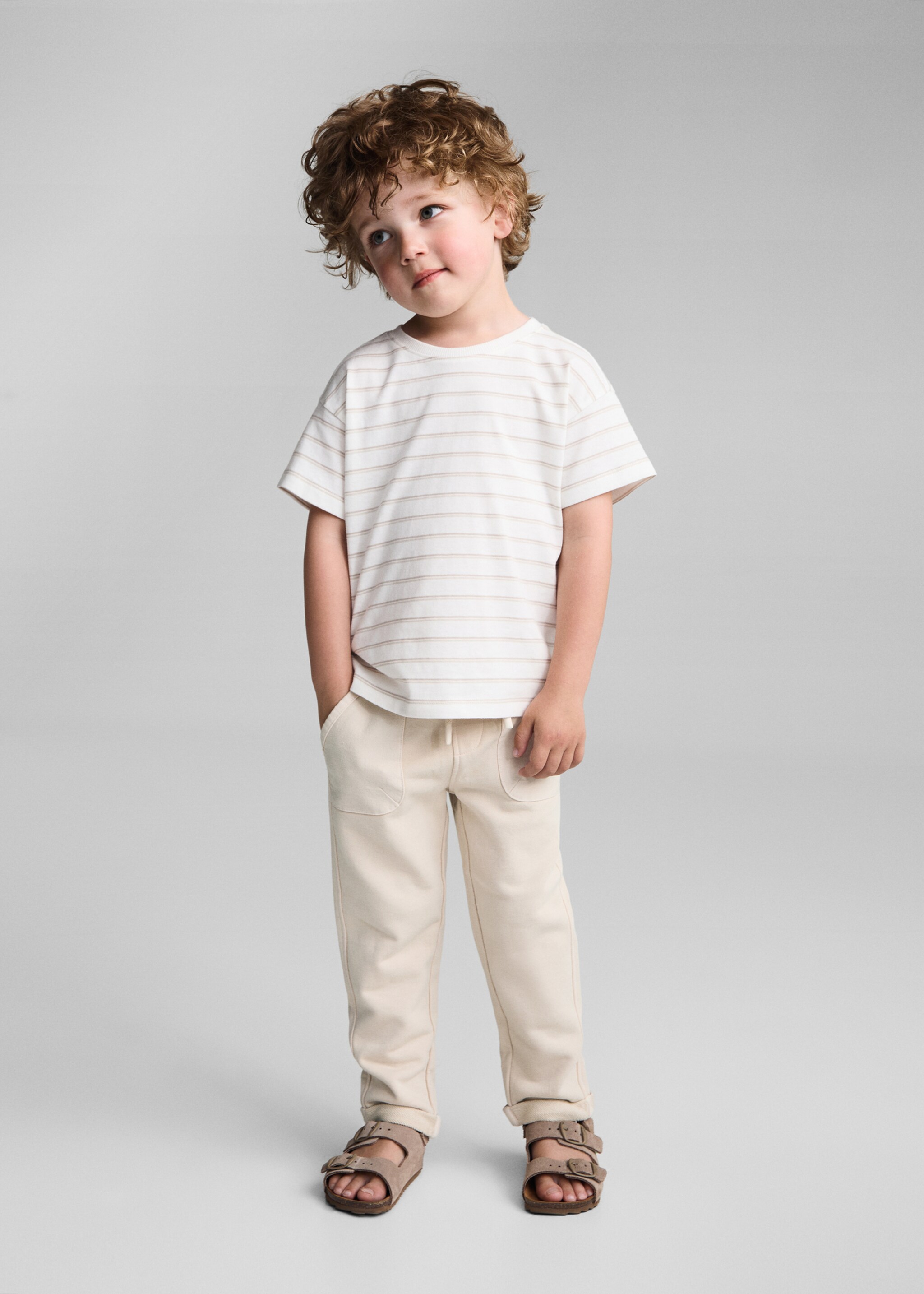Cotton jogger-style trousers - General plane, Sand. Ref: 67076000-00.