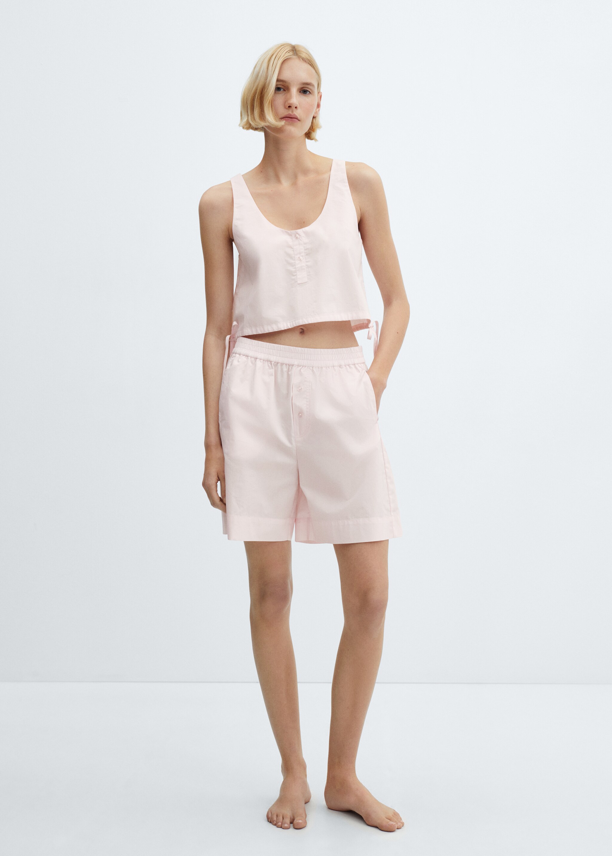 Cotton pyjama shorts with elastic waist - General plane
