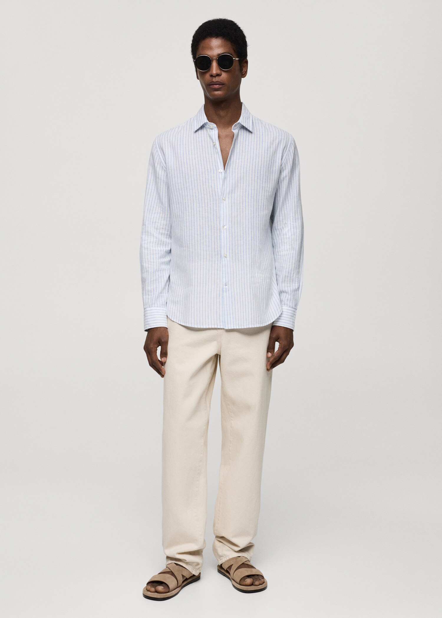 Chemise regular-fit lin rayures - Plan général