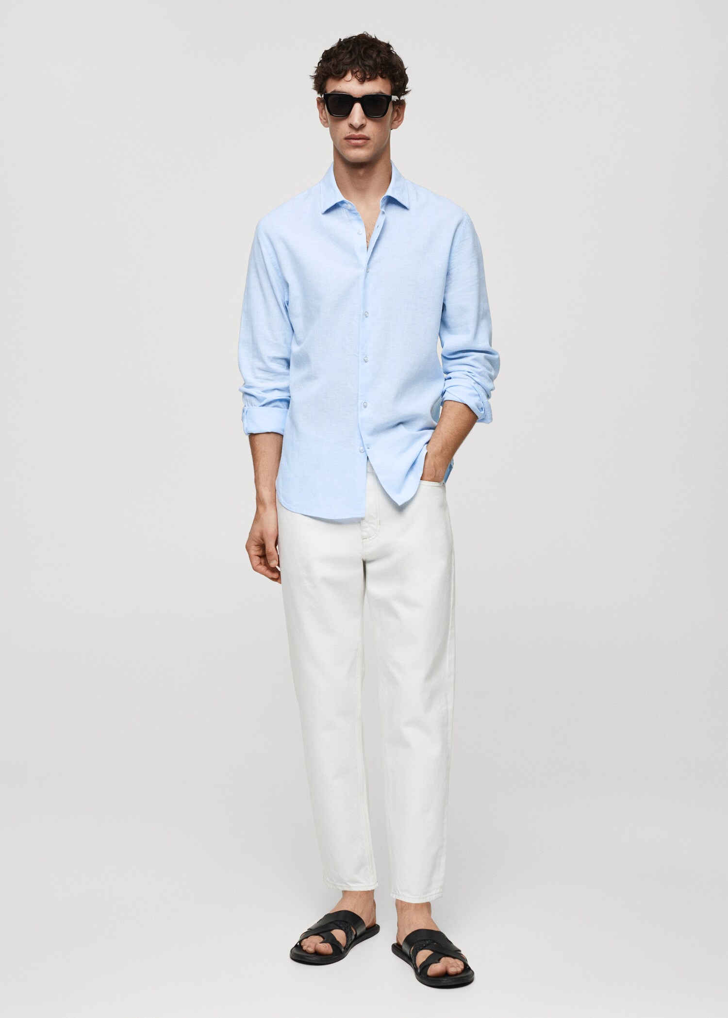 Chemise regular-fit lin rayures - Plan général