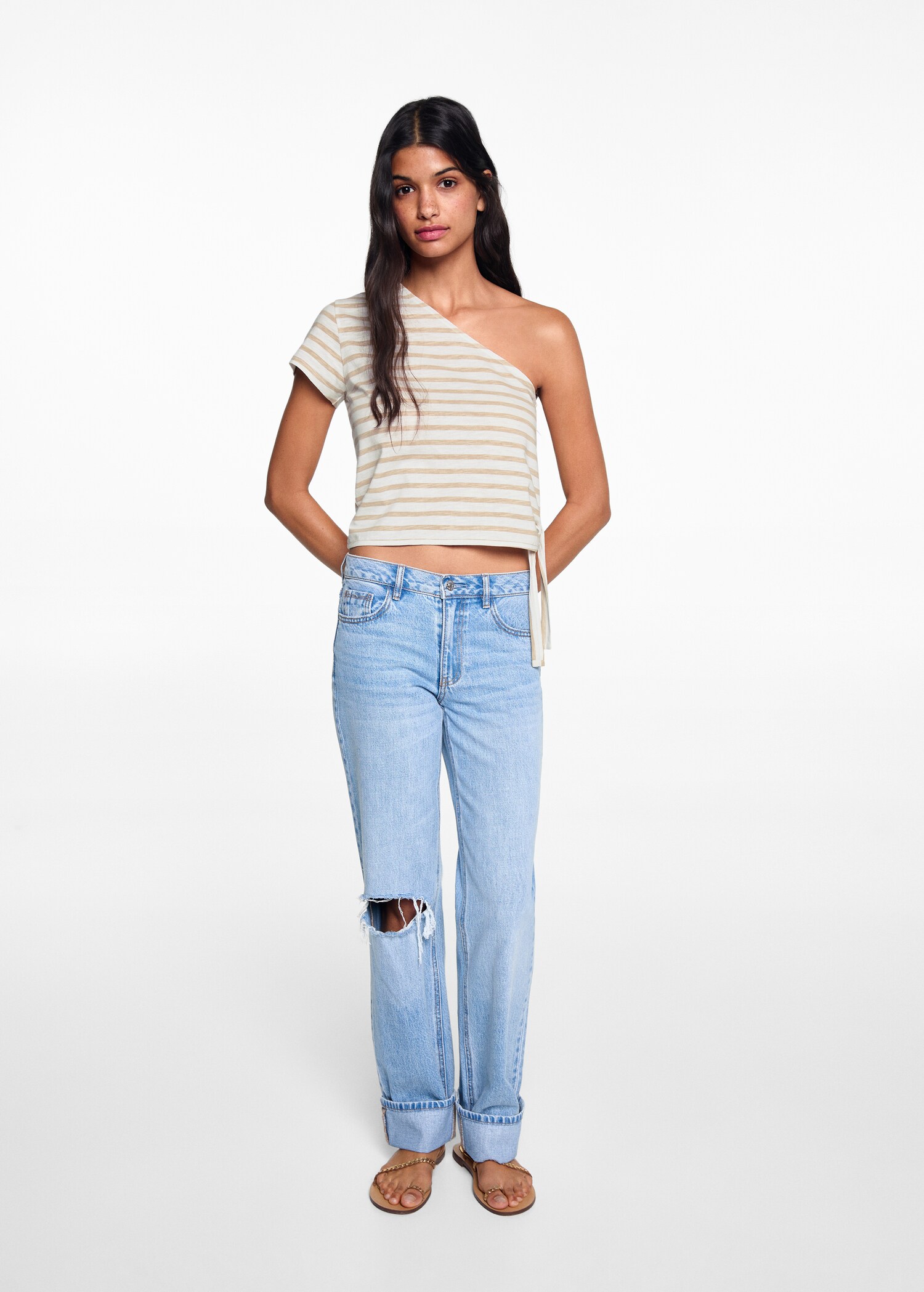 Asymmetrisches T-Shirt mit Schleife - Allgemeine Ansicht