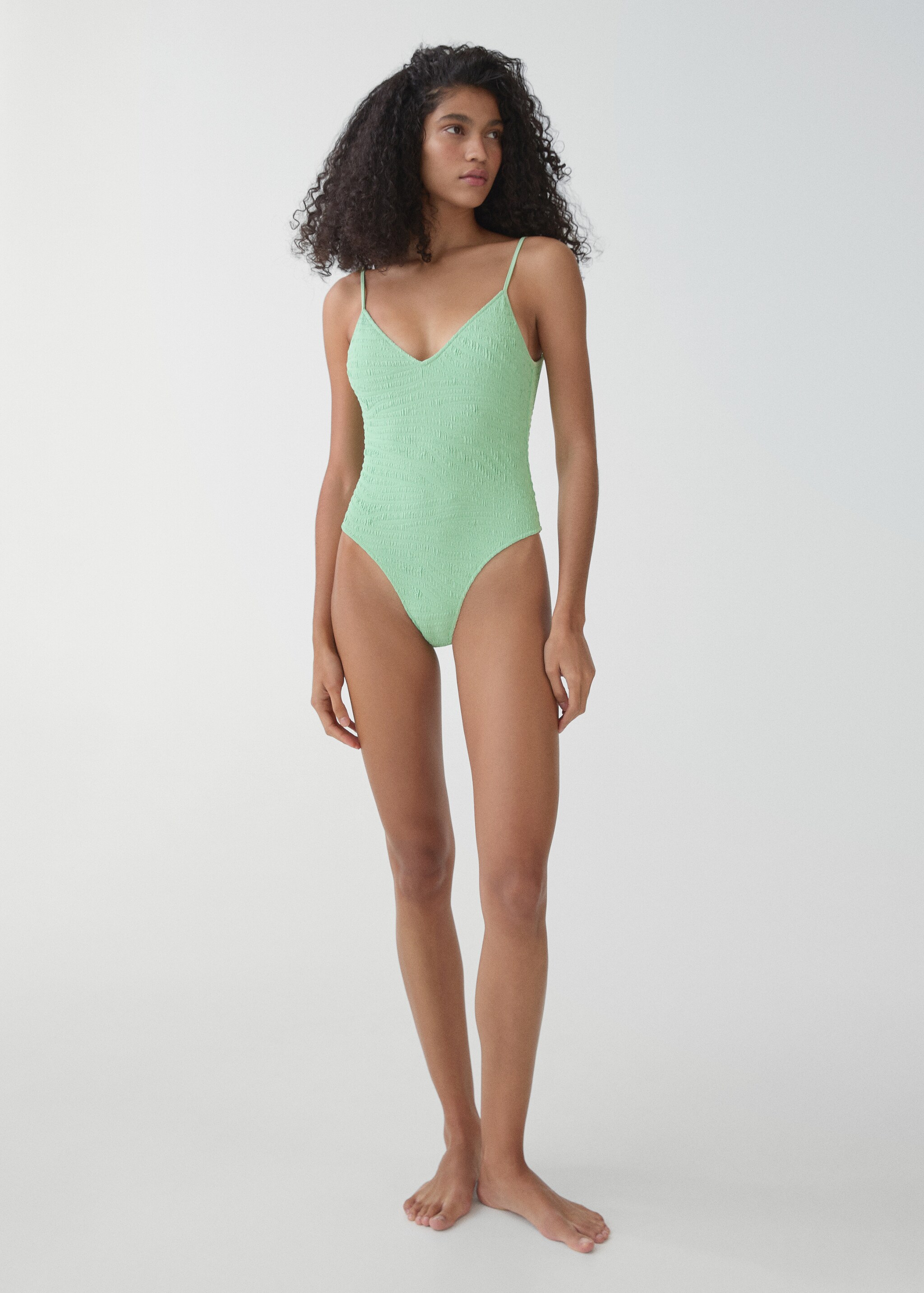 Textured swimsuit with adjustable straps - General plane