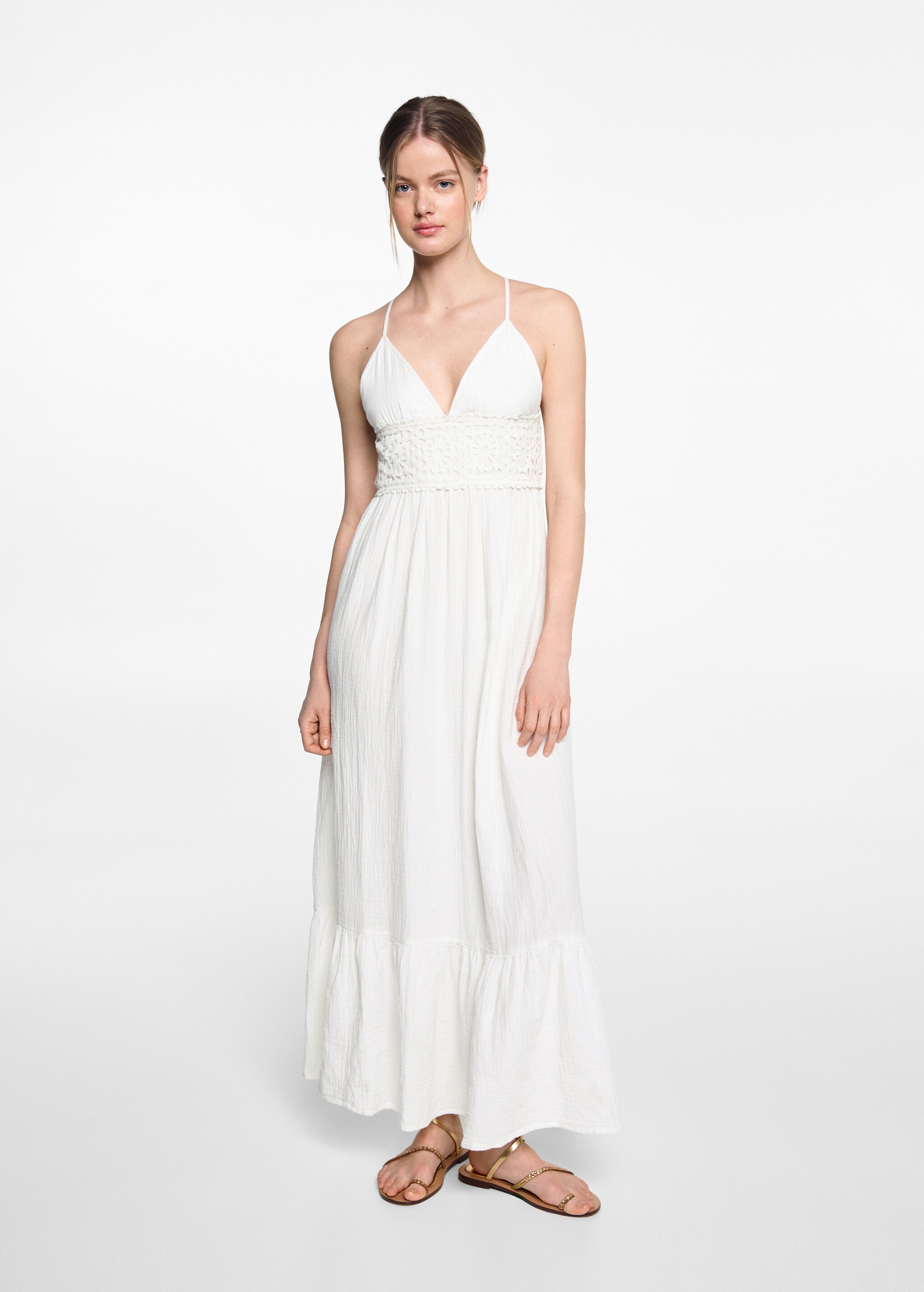 Ruffle embroidered maxi-dress - General plane