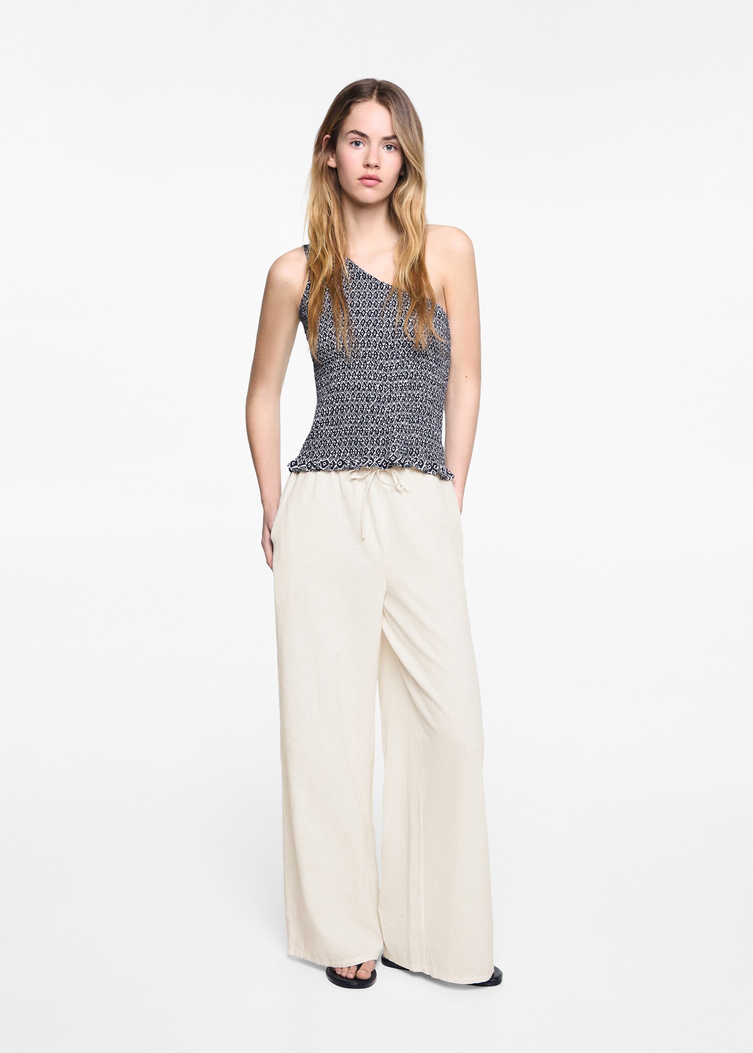 Wideleg linen trousers - General plane