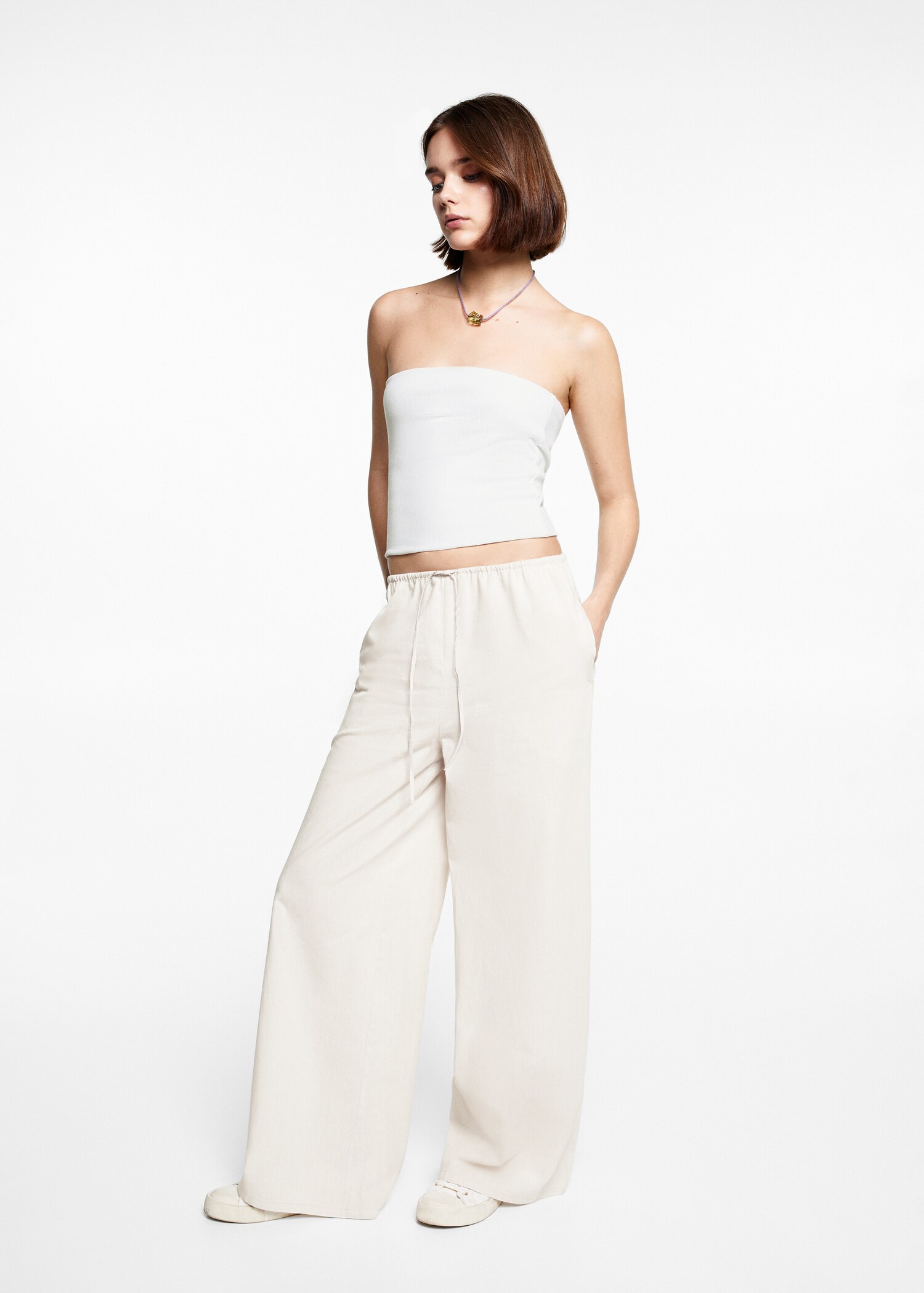 Wideleg linen trousers - General plane