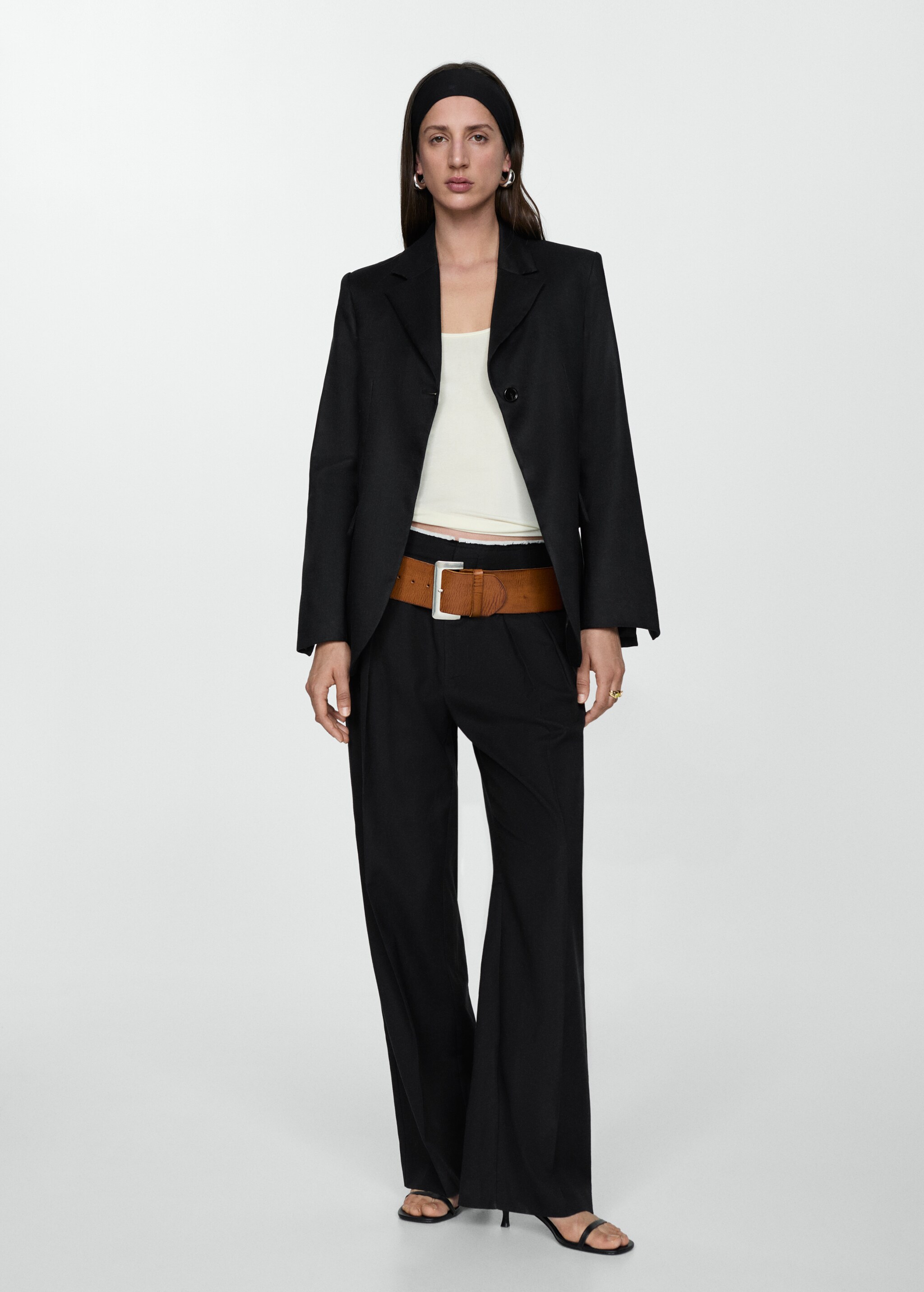 Contrast-trim pleated trousers - General plane