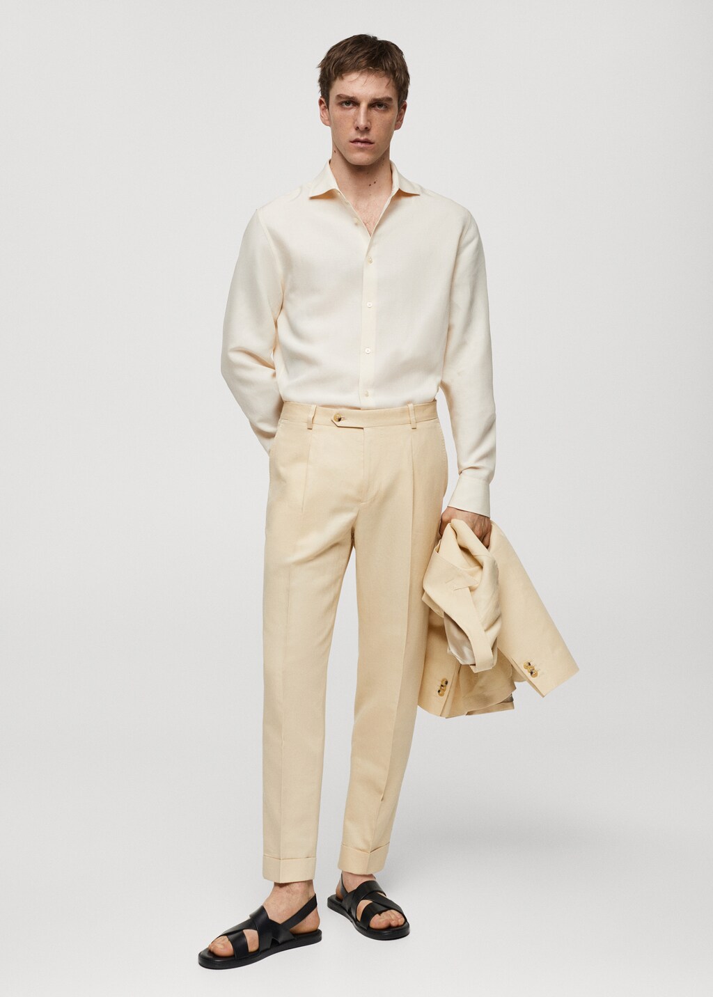 Camisa slim fit tencel lino