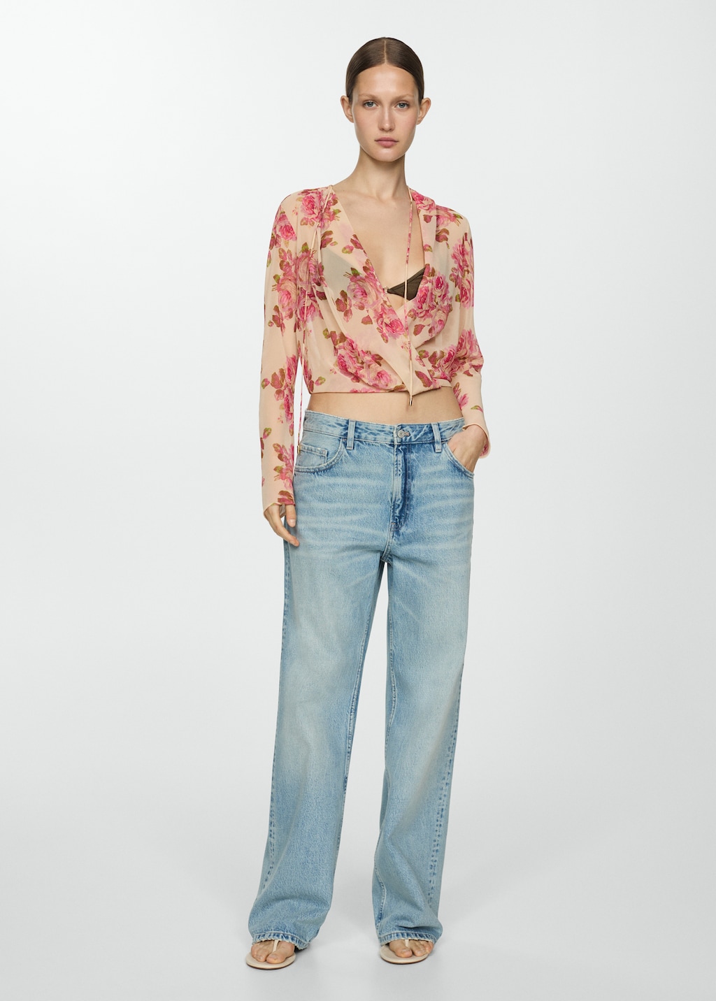 Blouse cache c ur en imprime fleuri Femme MANGO Cote d Ivoire