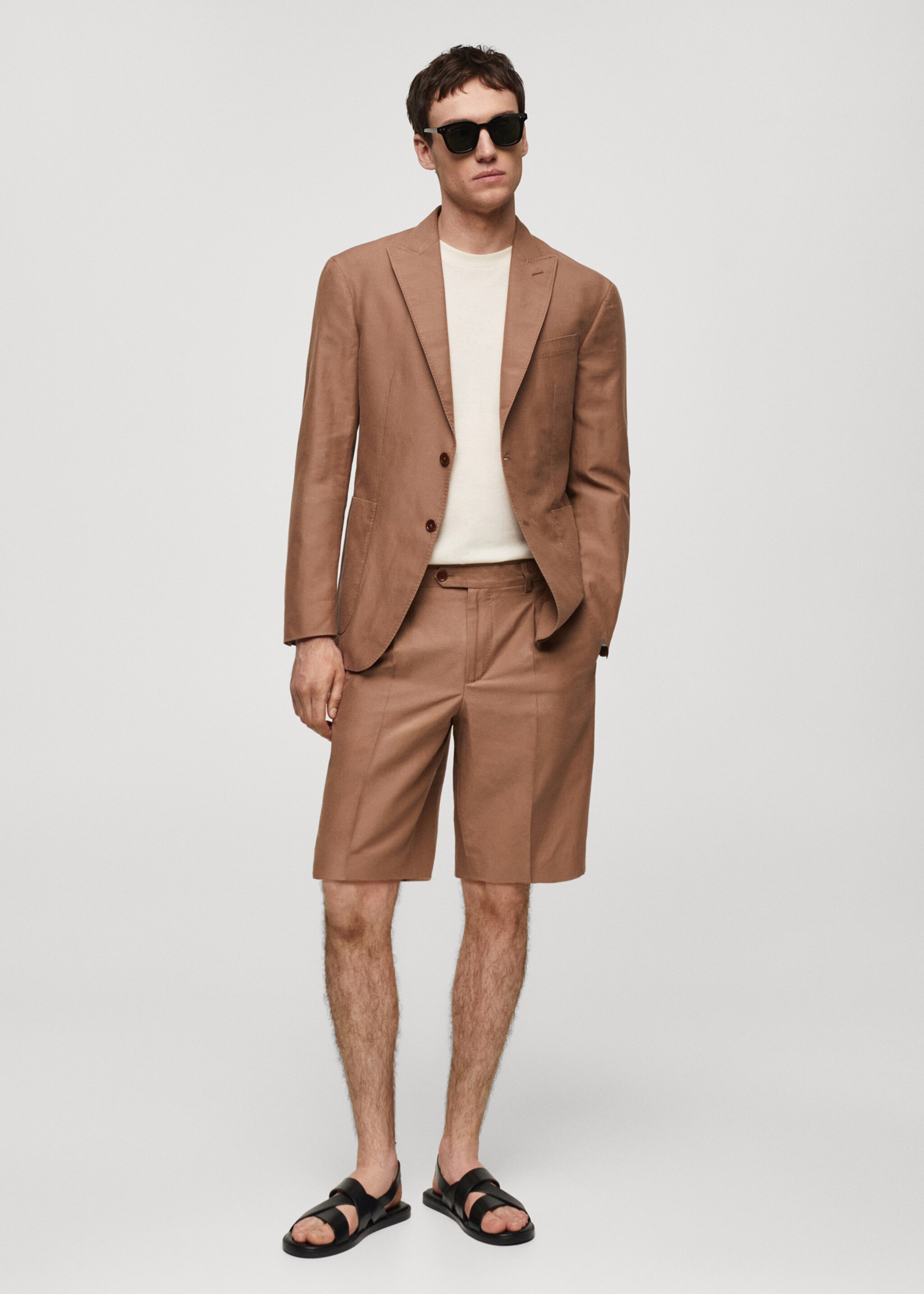 Cotton linen bermuda suit  - General plane