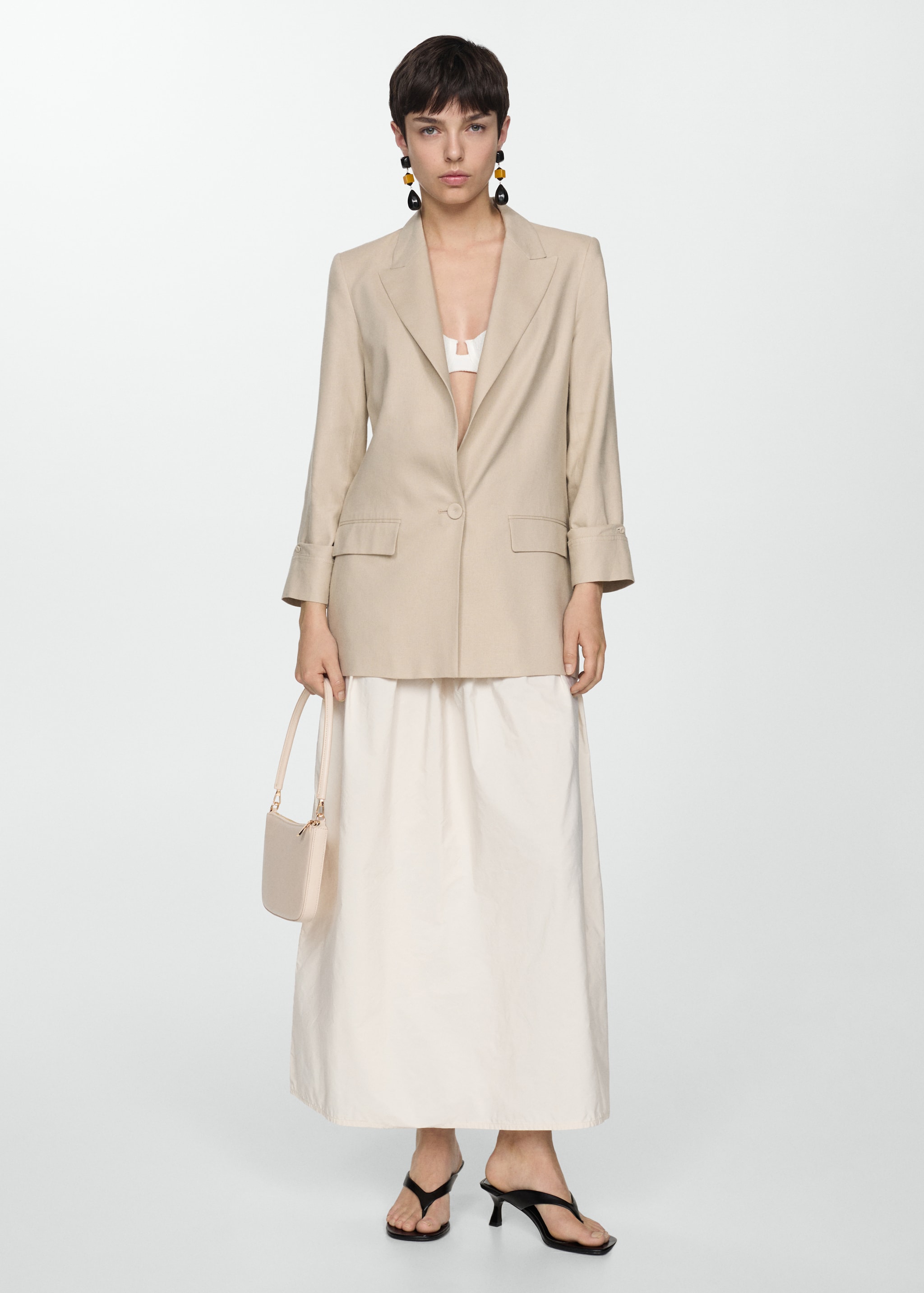 Linen jacket with buttoned cuffs - General plane
