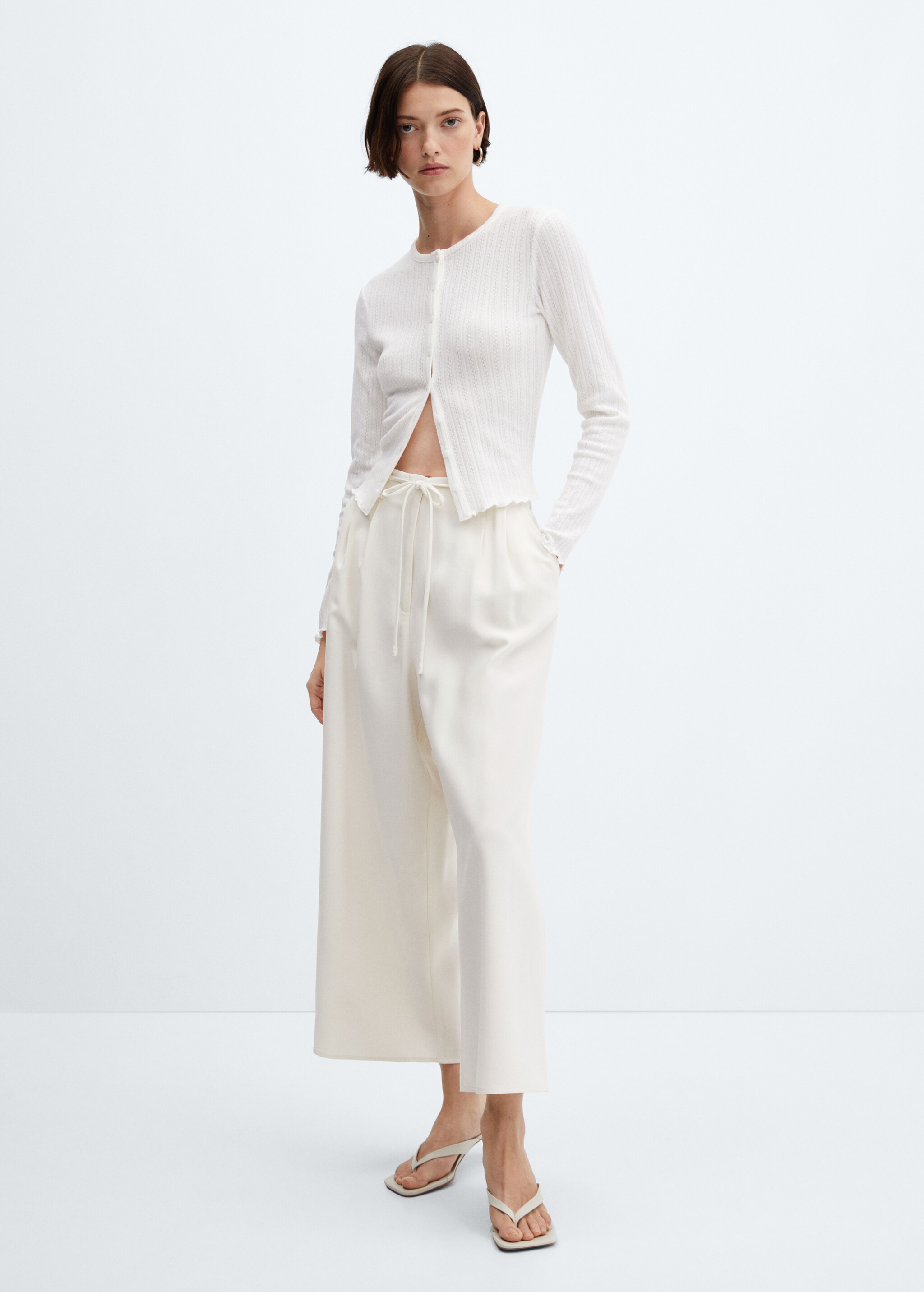 Wideleg trousers with belt - General plane